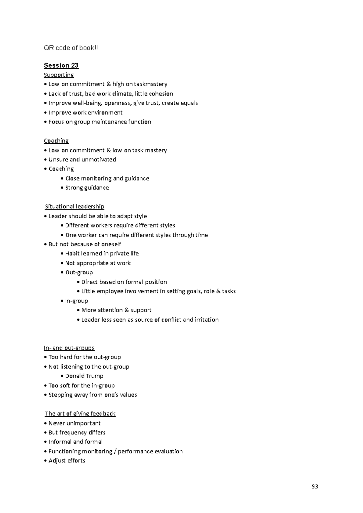 P&O 2 - Session 23: Coaching & Leadership Strategies Notes - Studocu