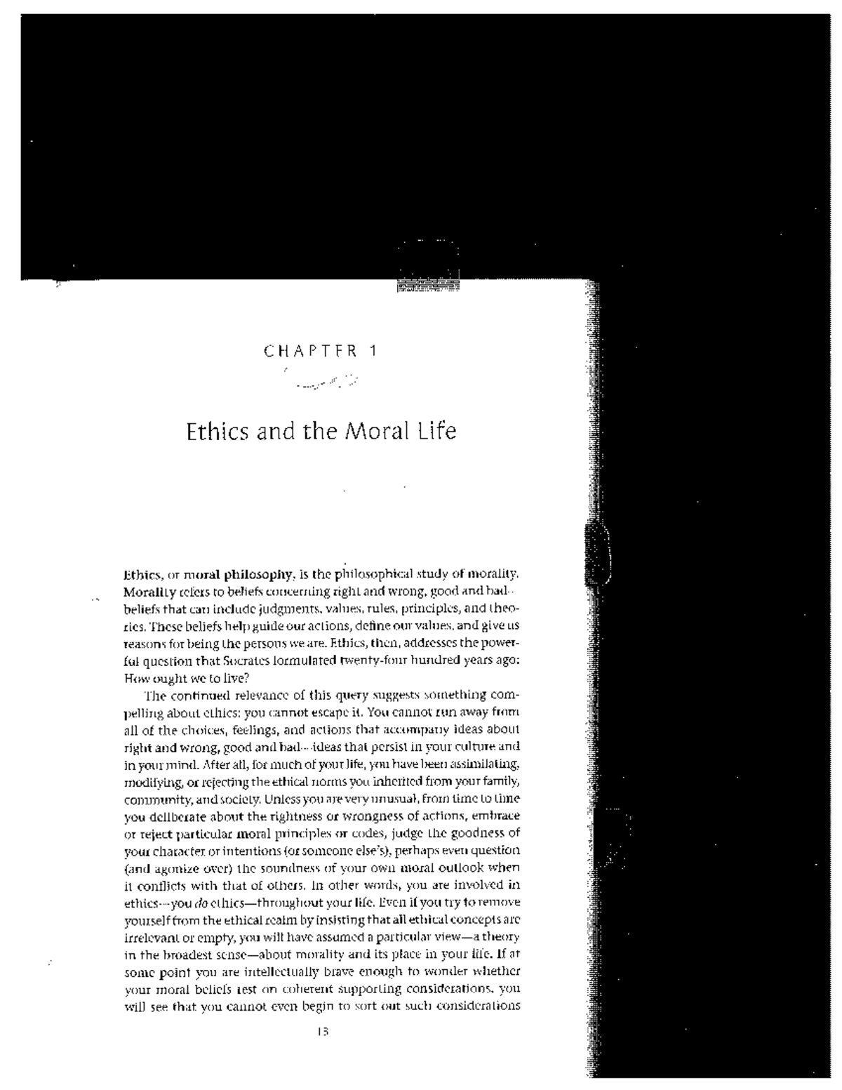 CHAPTER 1 S Ethics and the Moral Life: Key Insights and Reflections ...