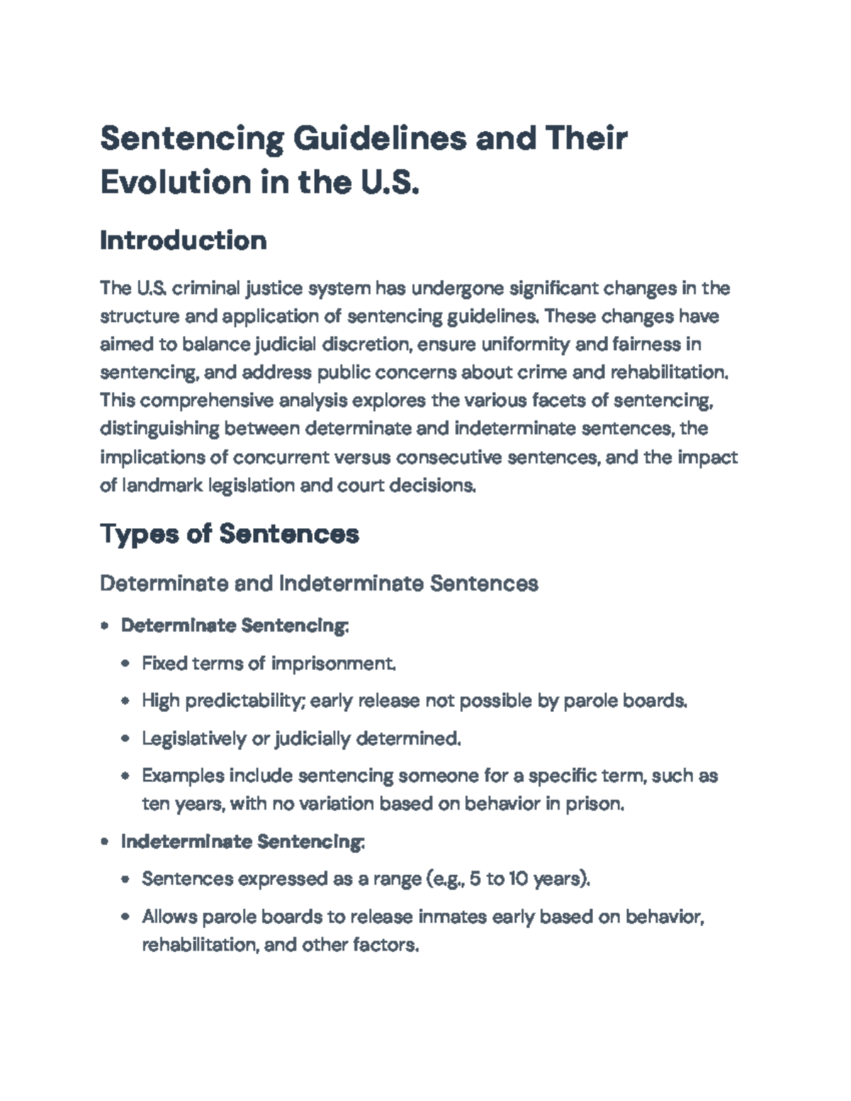 Evolution of U.S. Sentencing Guidelines: A Detailed Analysis - Studocu