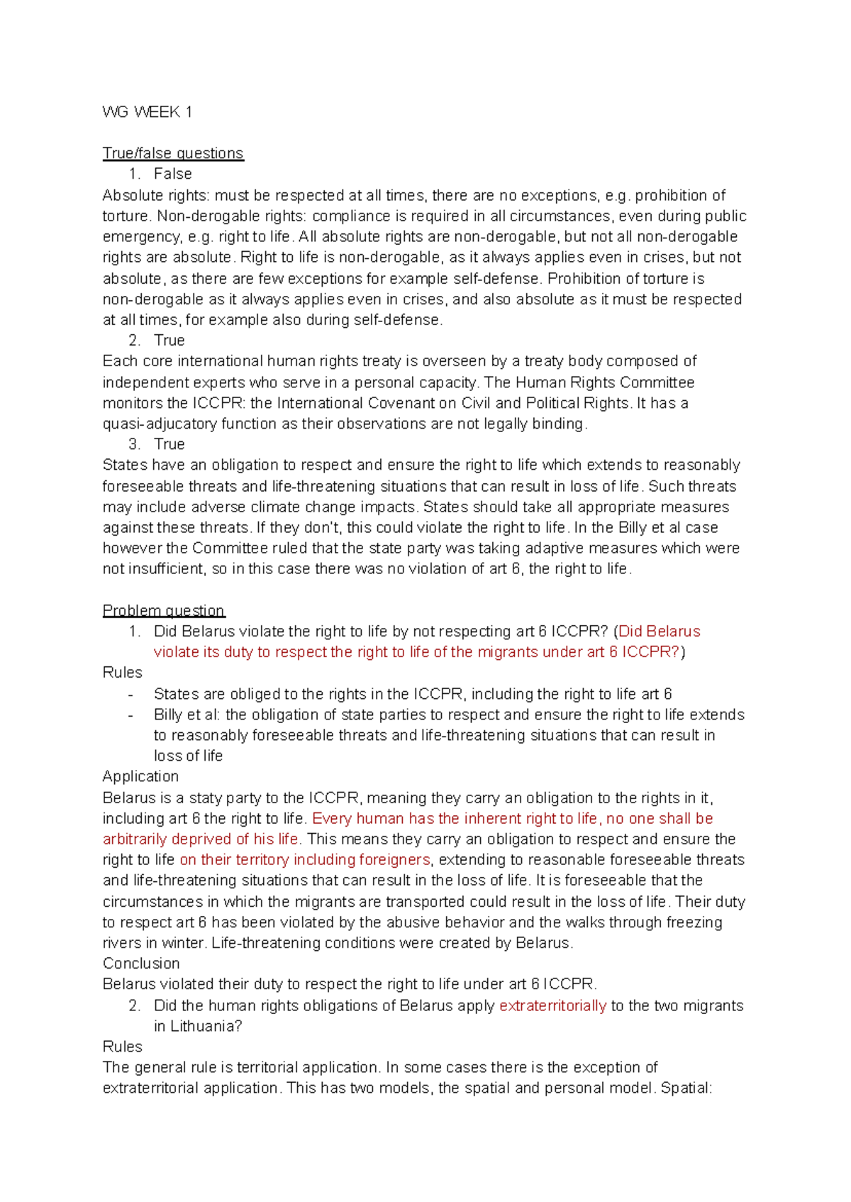 WG PIL Week 1 - Absolute Rights and the Right to Life Analysis ...
