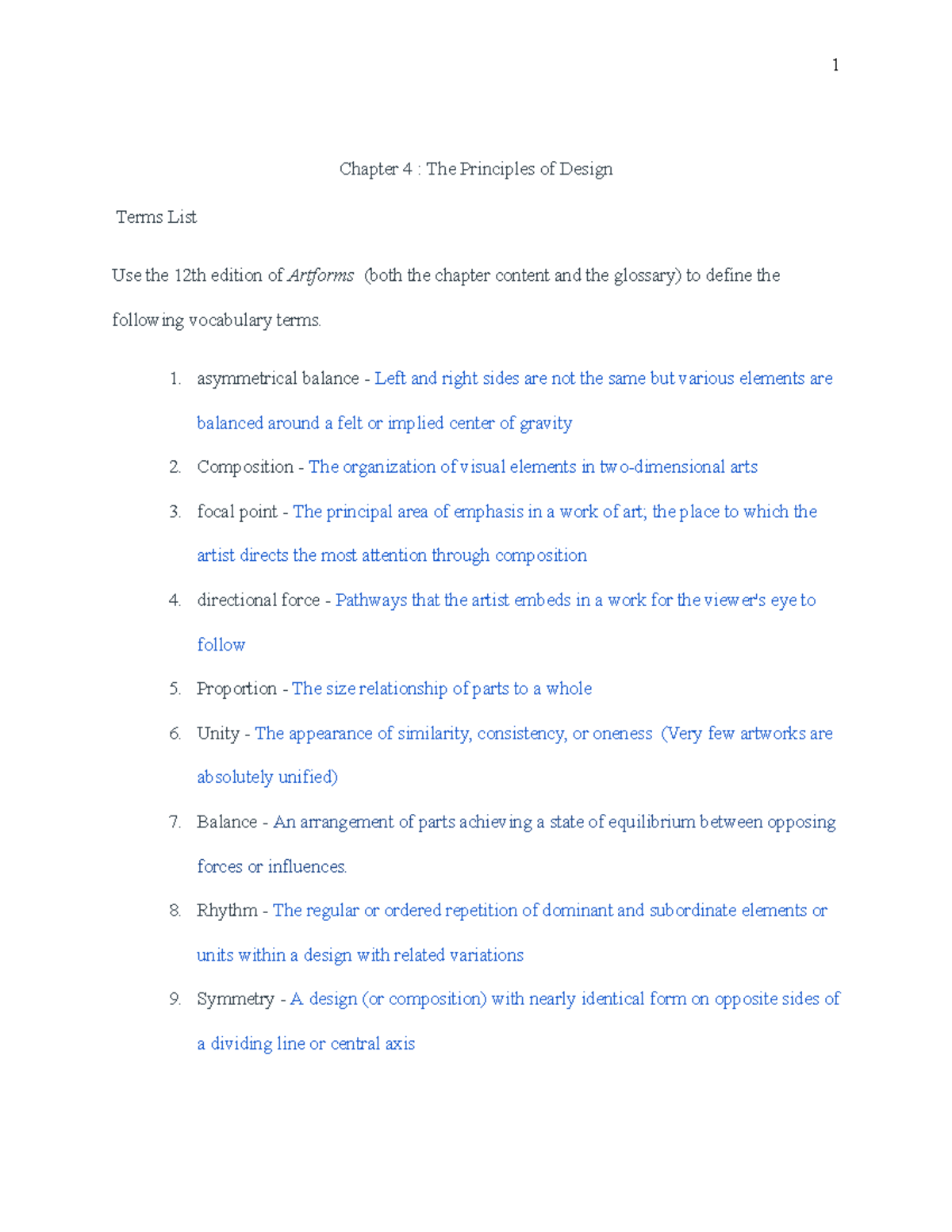 Chapter 4 & 5 Study Guide: Design Principles and Art Evaluation - Studocu