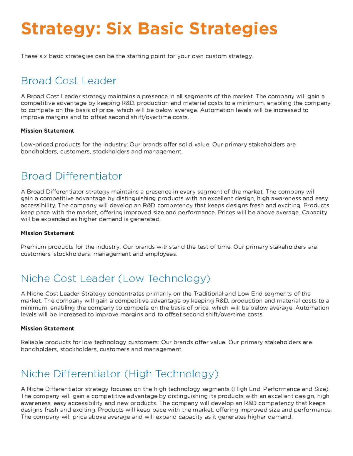 6 Basic Strategies for Competitive Advantage in Business - Studocu