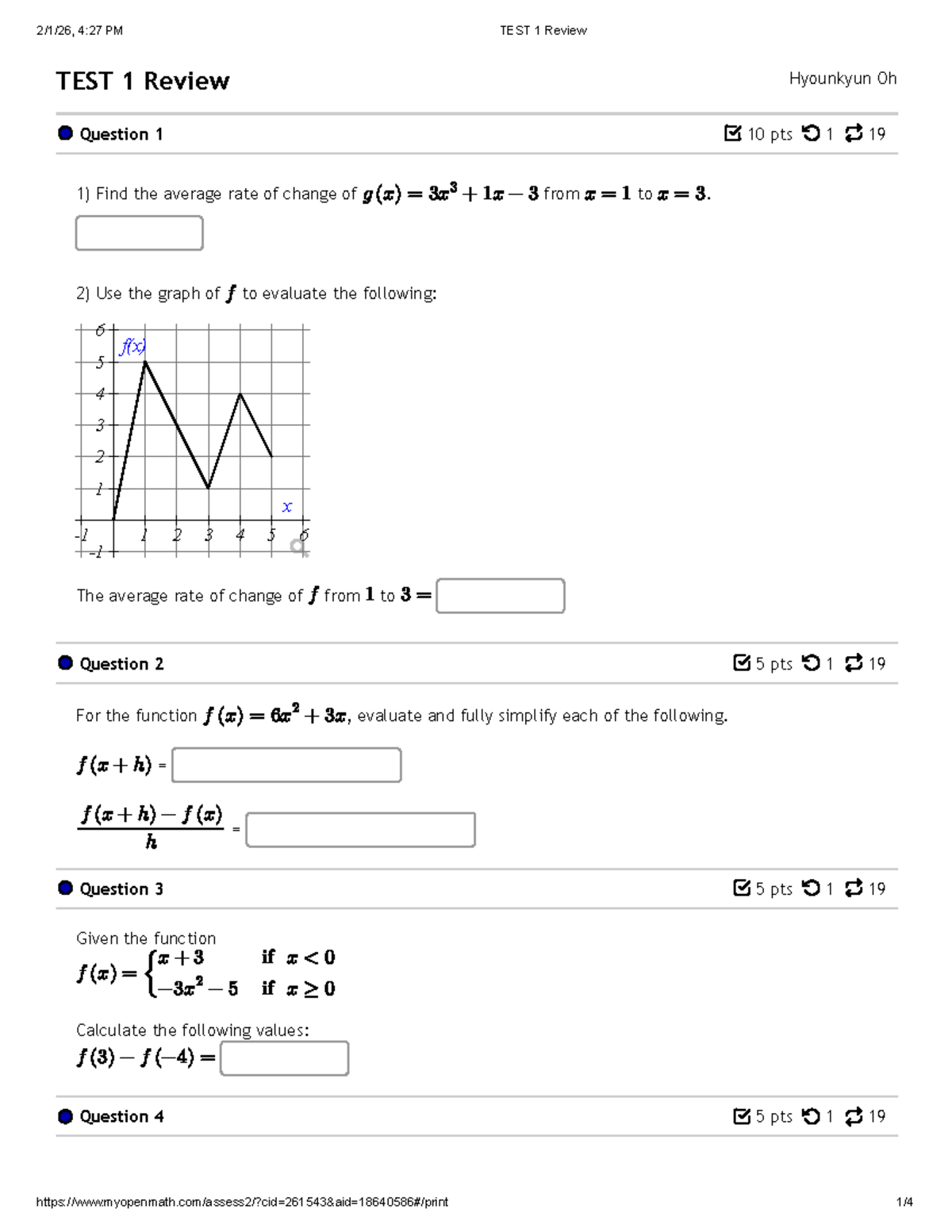 MATH 101: TEST 1 Review Spring 2026 - Key Concepts & Problems - Studocu