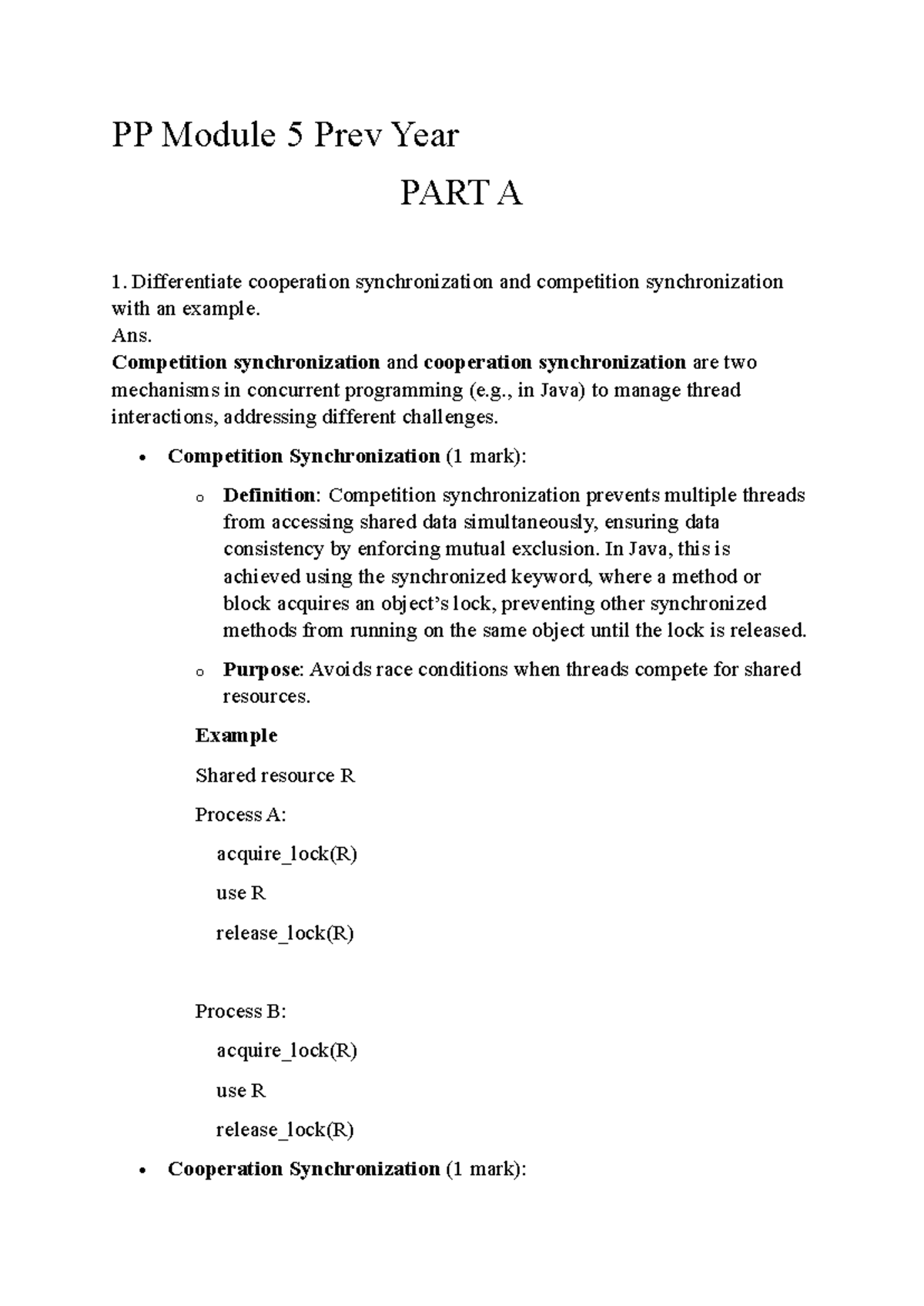 PP Module 5 Prev Year Exam Notes: Concurrency, Synchronization & Prolog ...
