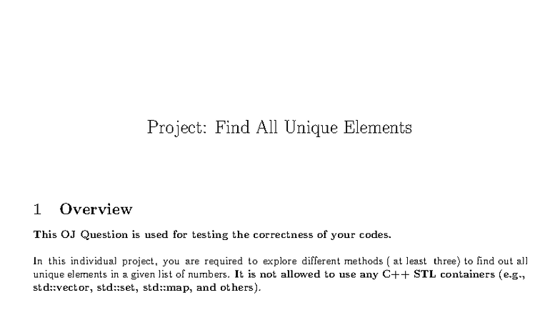 CS3334 Project: Finding Unique Elements in a List - Studocu