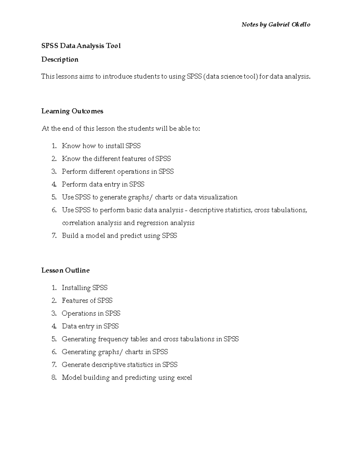 SPSS 101 Lecture Notes - Intro to Data Analysis & Visualization - Studocu