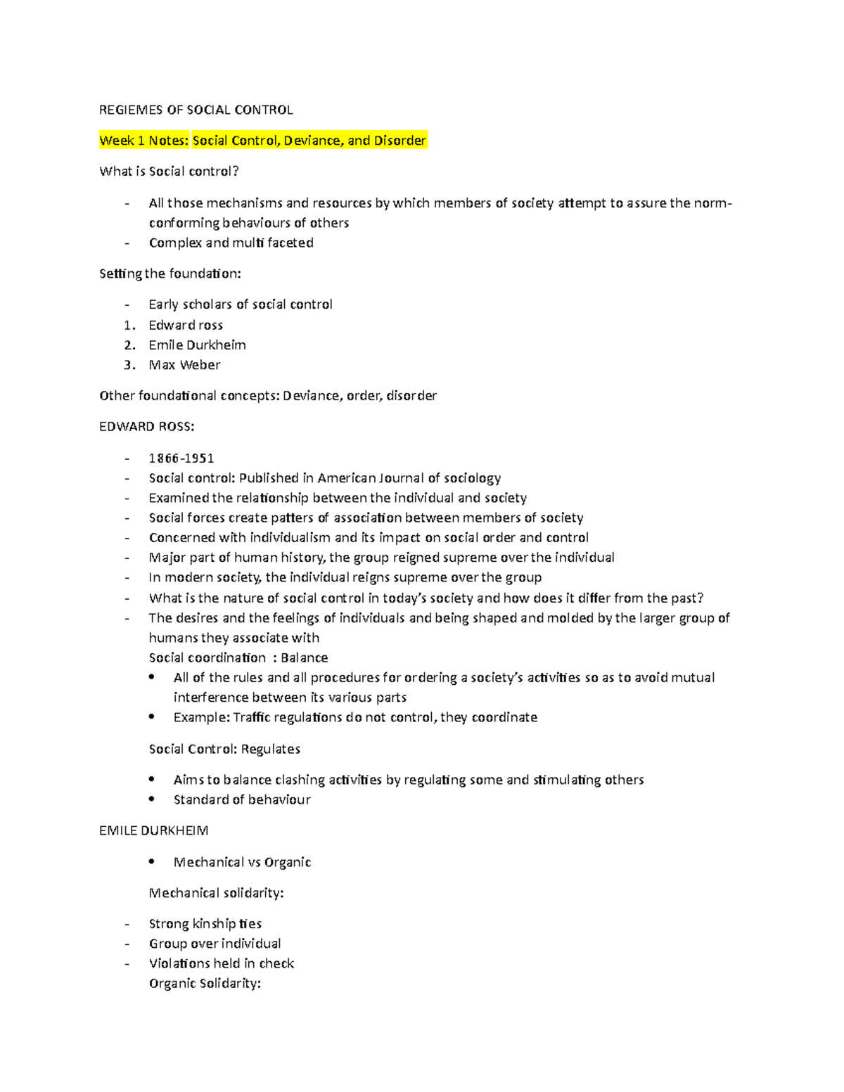 Social Control Notes - SOC 101: Understanding Deviance and Regulation ...
