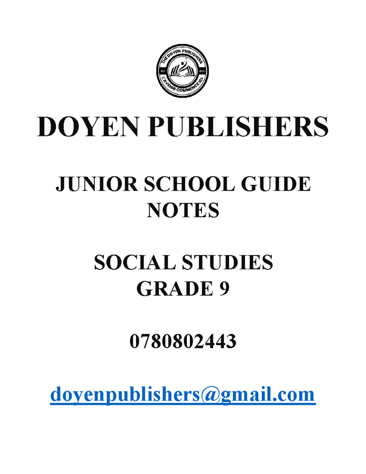 Grade 9 Social Studies Teaching Notes (DOYEN PUBLISHERS 0780802443) - Document Preview