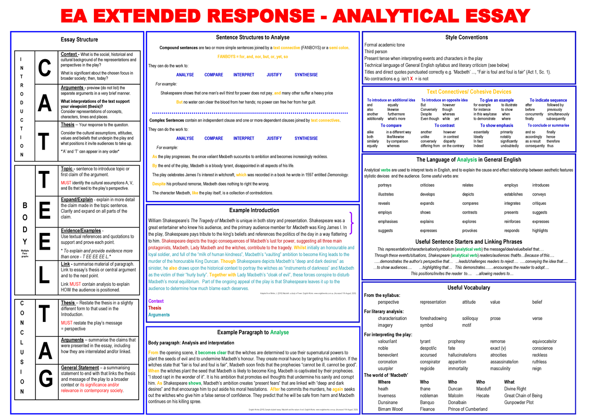 EA 12 Analytical Essay: Exploring Sentence Structures in Macbeth - Studocu