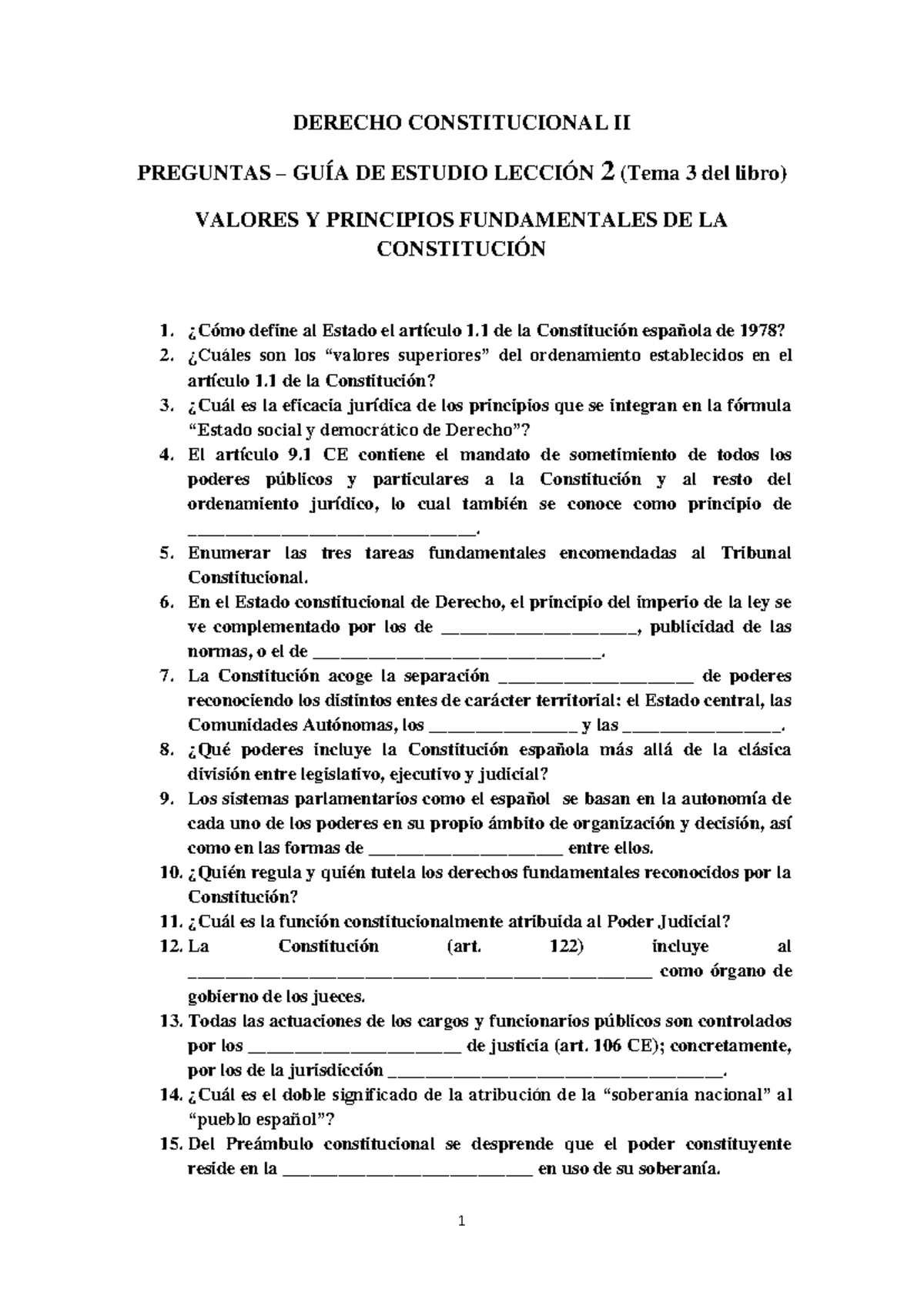DERECHO CONSTITUCIONAL II: PREGUNTAS GUÍA DE ESTUDIO LECCIÓN 2 - Studocu