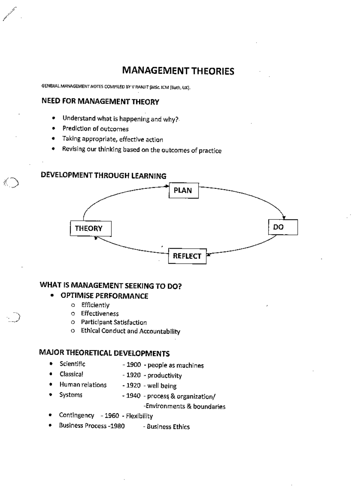MSc. ICM Management Theories: General Management Notes - Studocu