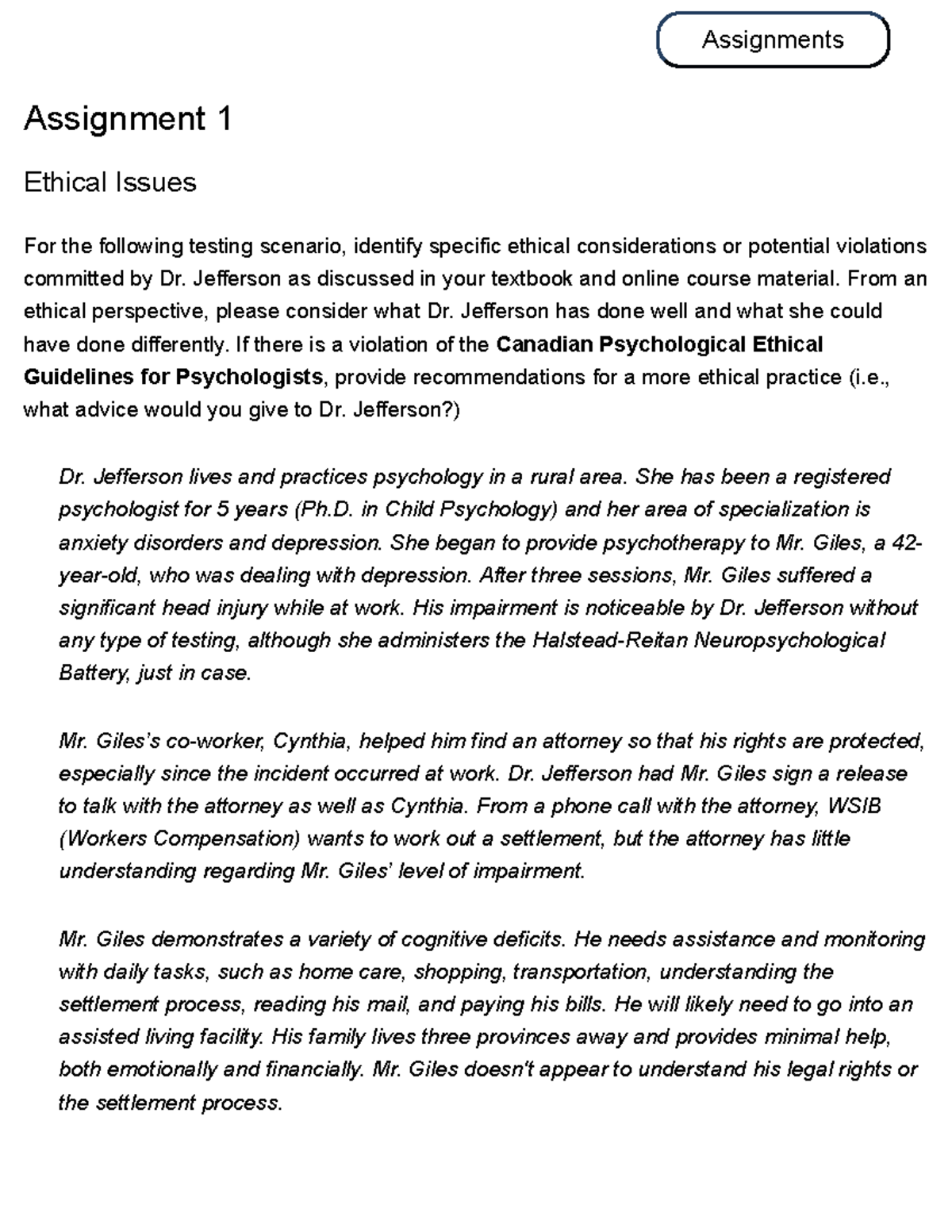 Ethical Considerations in Psychometrics - PSYC 3206EL Assignment 1 ...
