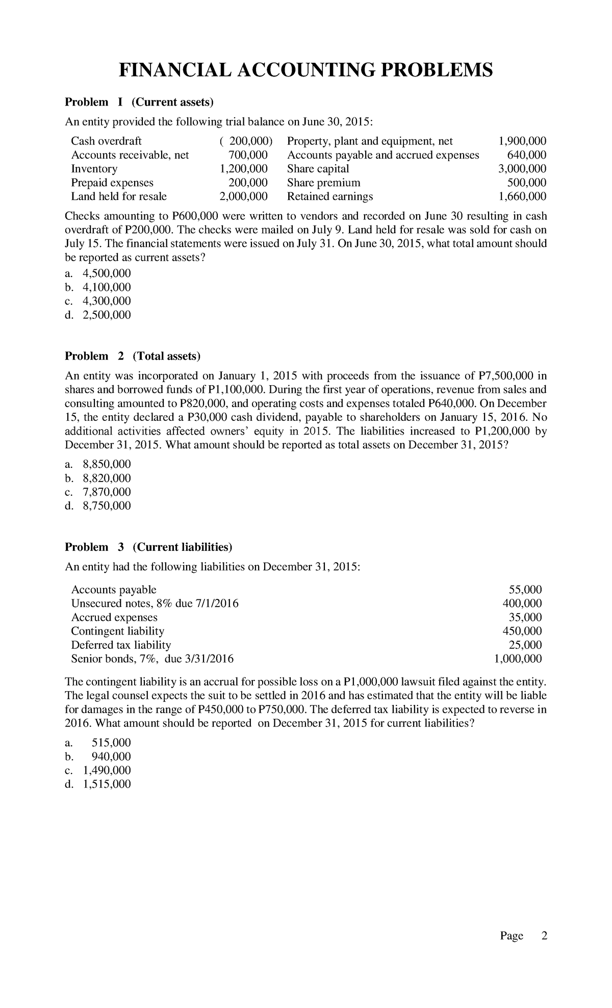Financial Accounting Problems & Solutions: Comprehensive Guide - Studocu