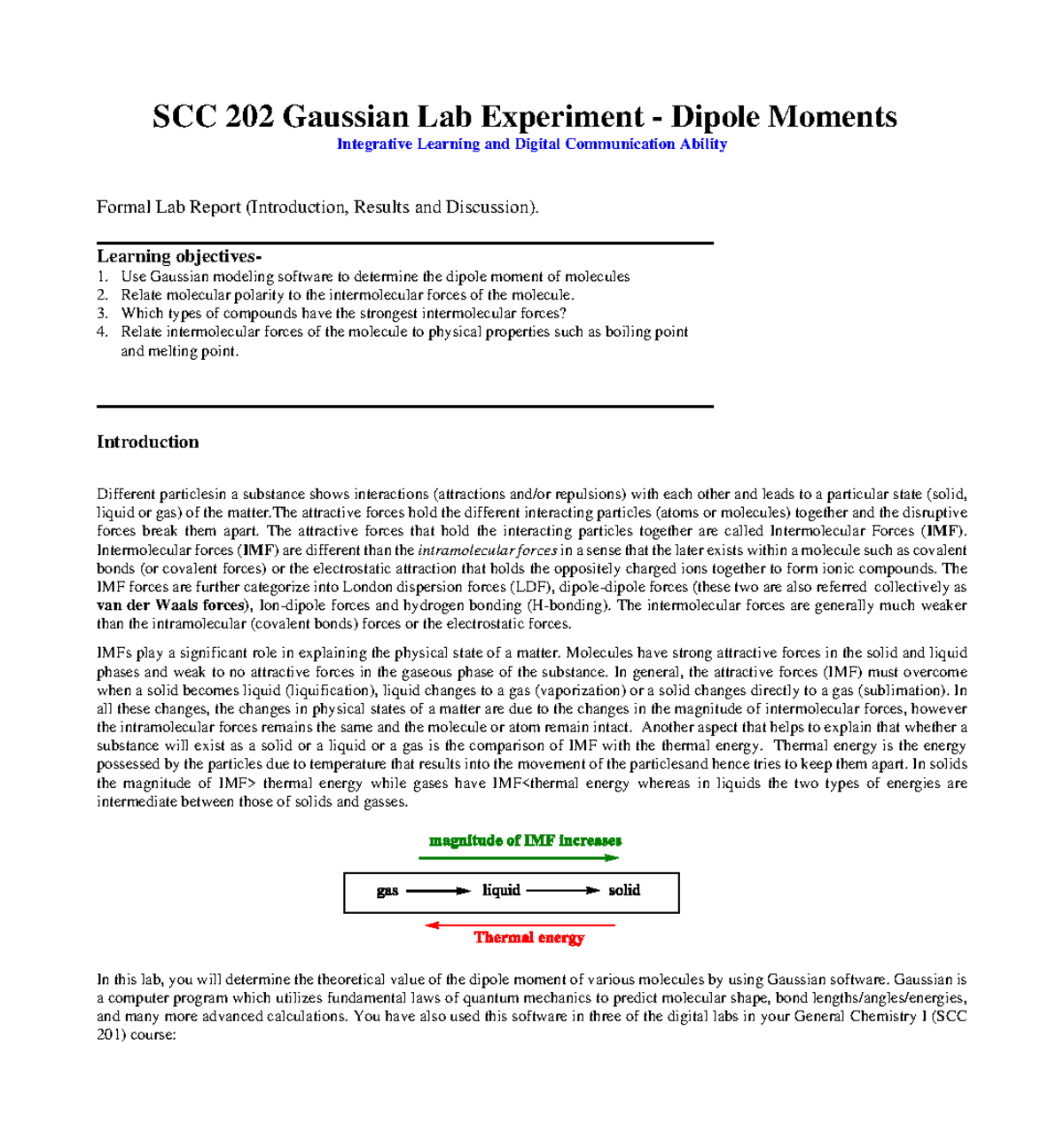 First Gaussian Lab Molecular Structure+e P instructions S-23 - SCC 202 ...