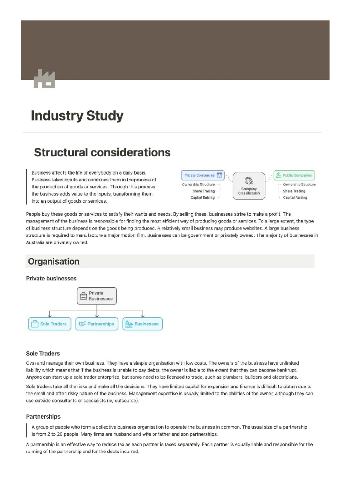 Industry Study Notes: Structural Considerations in Business Dynamics ...