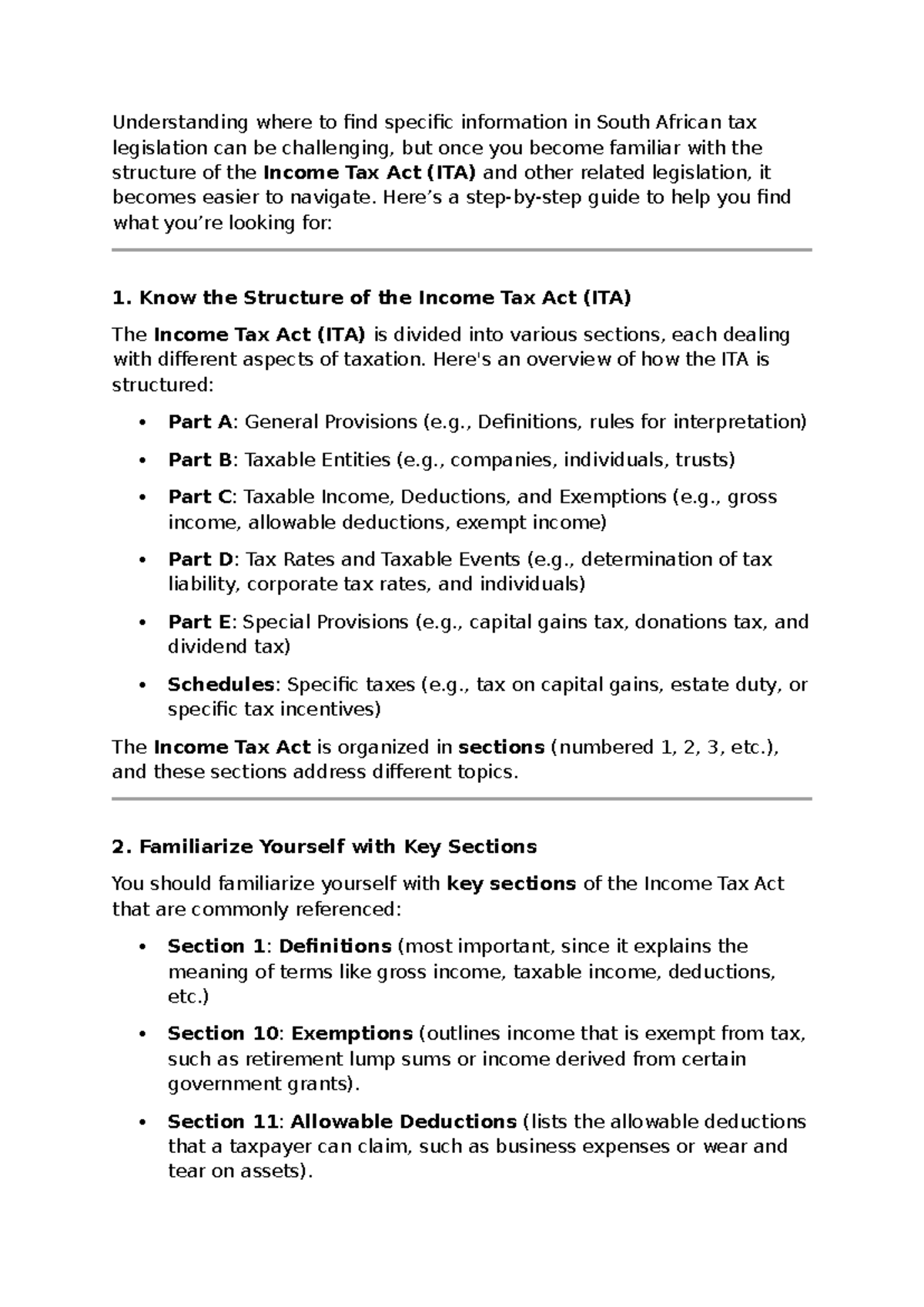 Navigating the Income Tax Act (ITA): A Step-by-Step Guide - Studocu