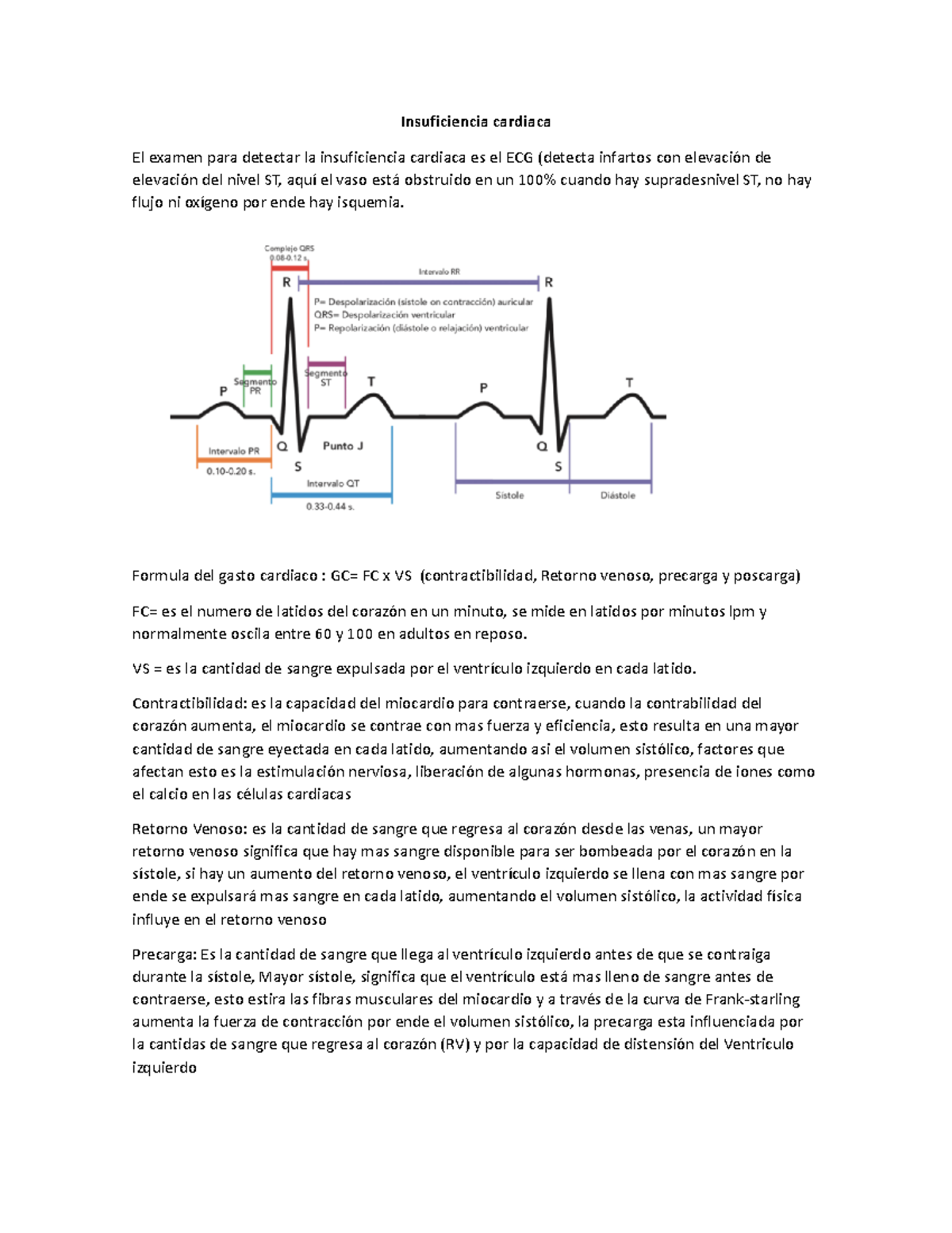 Notas sobre Insuficiencia Cardiaca: Conceptos Clave y Mecanismos (ME ...