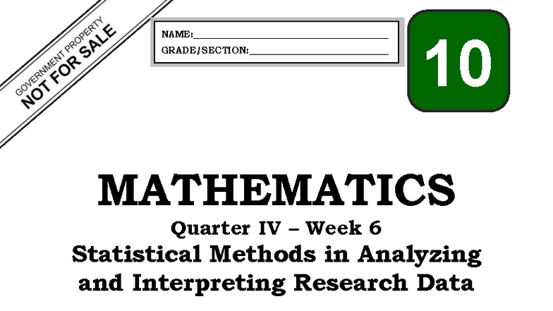 Mathematics G10 Q4 W6: Statistical Methods in Analyzing Data CLAS - Studocu