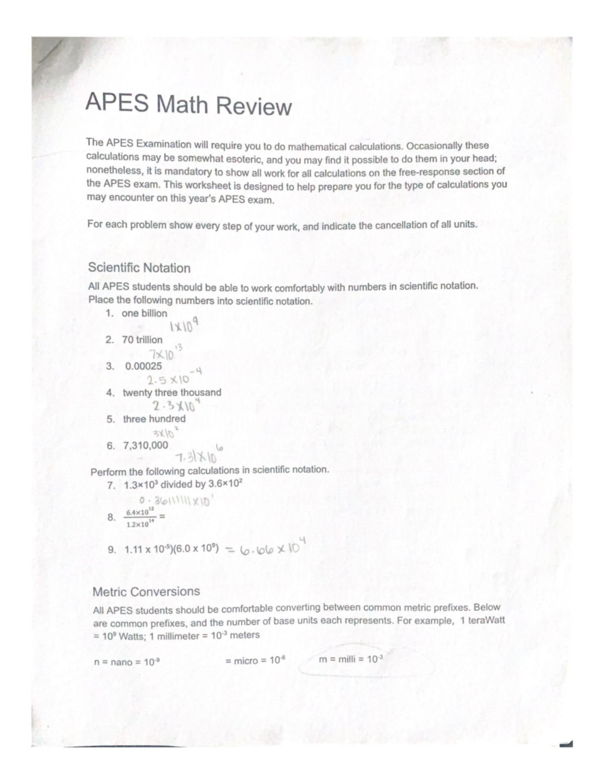 APES Math Review: Key Concepts and Problem-Solving Strategies - Studocu