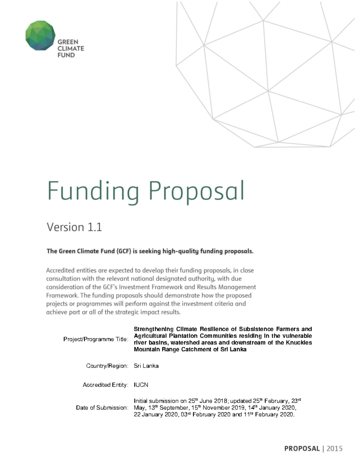 Funding Proposal -GCF-Sri Lanka - Project/Programme Title ...