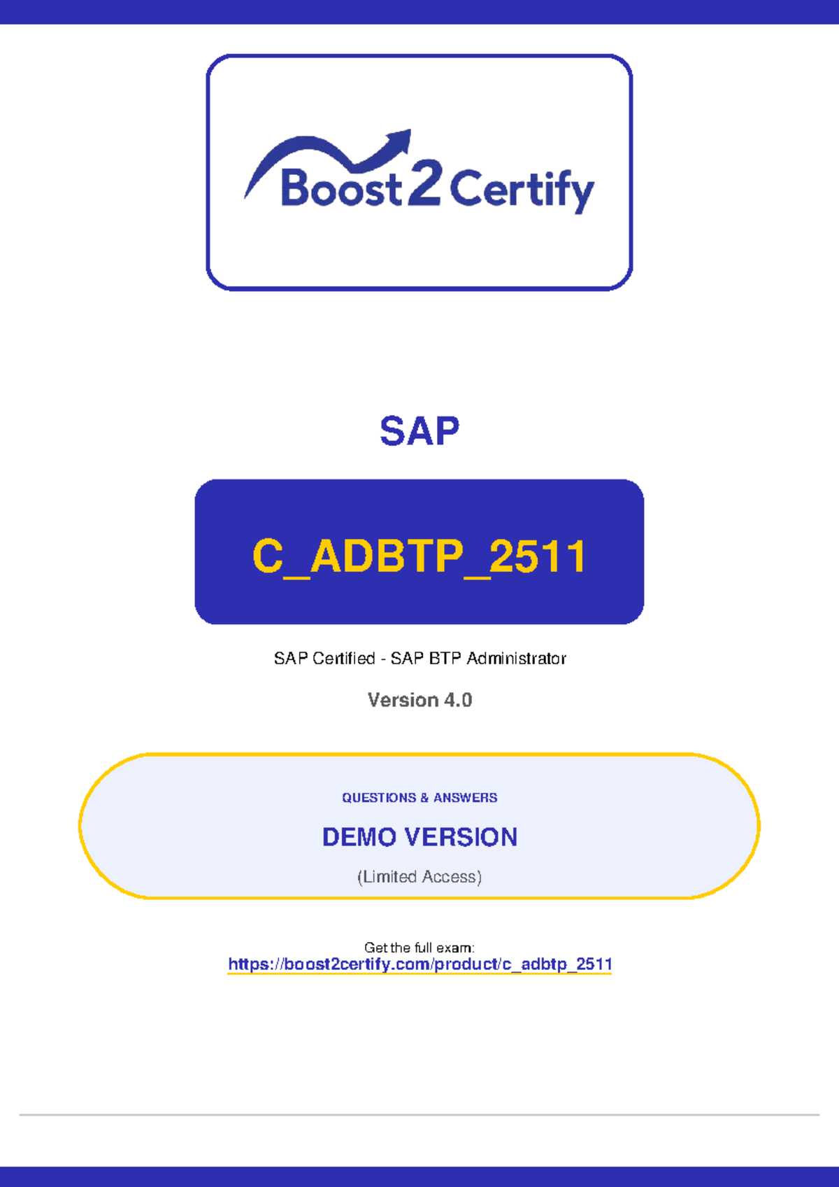 C_ADBTP_2511 SAP BTP Admin Exam Questions & Answers - Demo Version ...