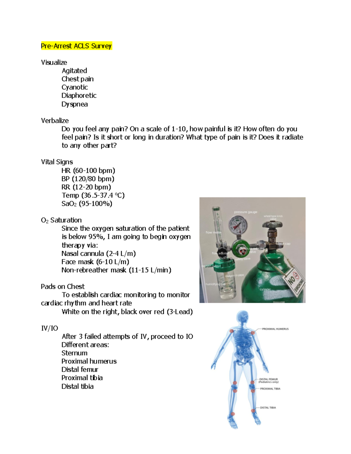 Script ACLS - Guide - Pre-Arrest ACLS Survey Visualize Agitated Chest ...