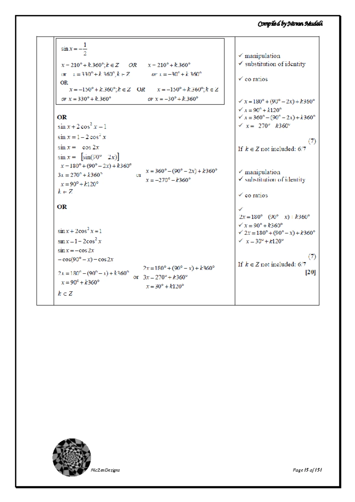 Trigonometry Exercise Questions for Math Course MATH101 - Studocu