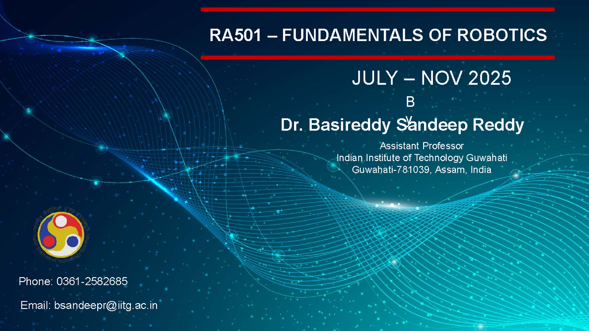 RA501 Fundamentals of Robotics Lecture Notes (July-Nov 2025) - Studocu
