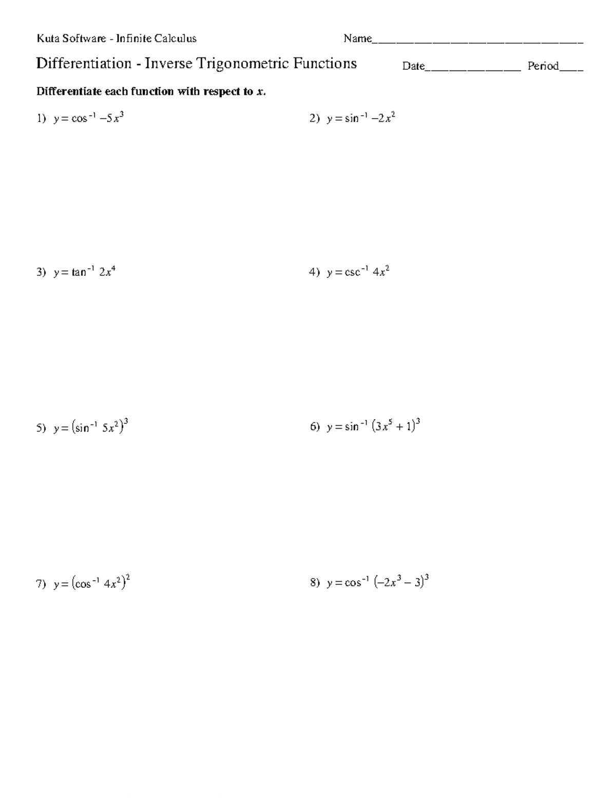 Kuta Software Infinite Calculus Differentiation Worksheets Overview ...