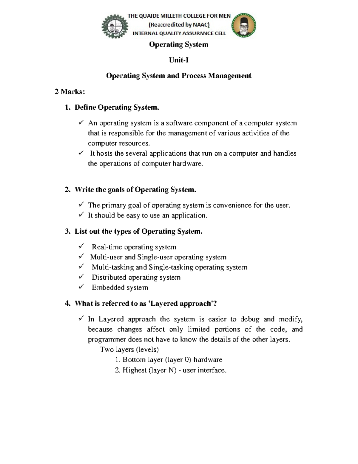 Operating System Concepts and Process Management - SAE5A Notes - Studocu