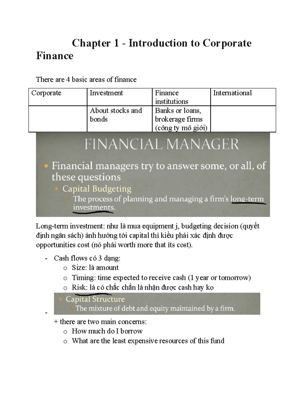 FIN202 - noteeeeeeeeeee - Chapter 1 - Introduction to Corporate Finance ...