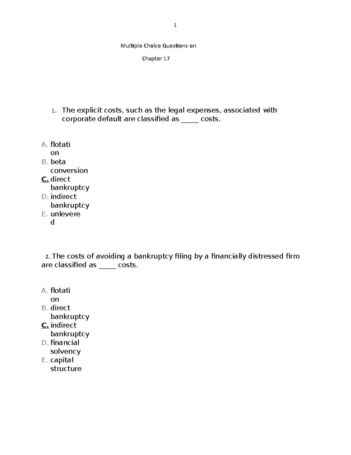 Corporate Finance - Fall 2020 - Ch. 17 MCQs and Answers - Studocu