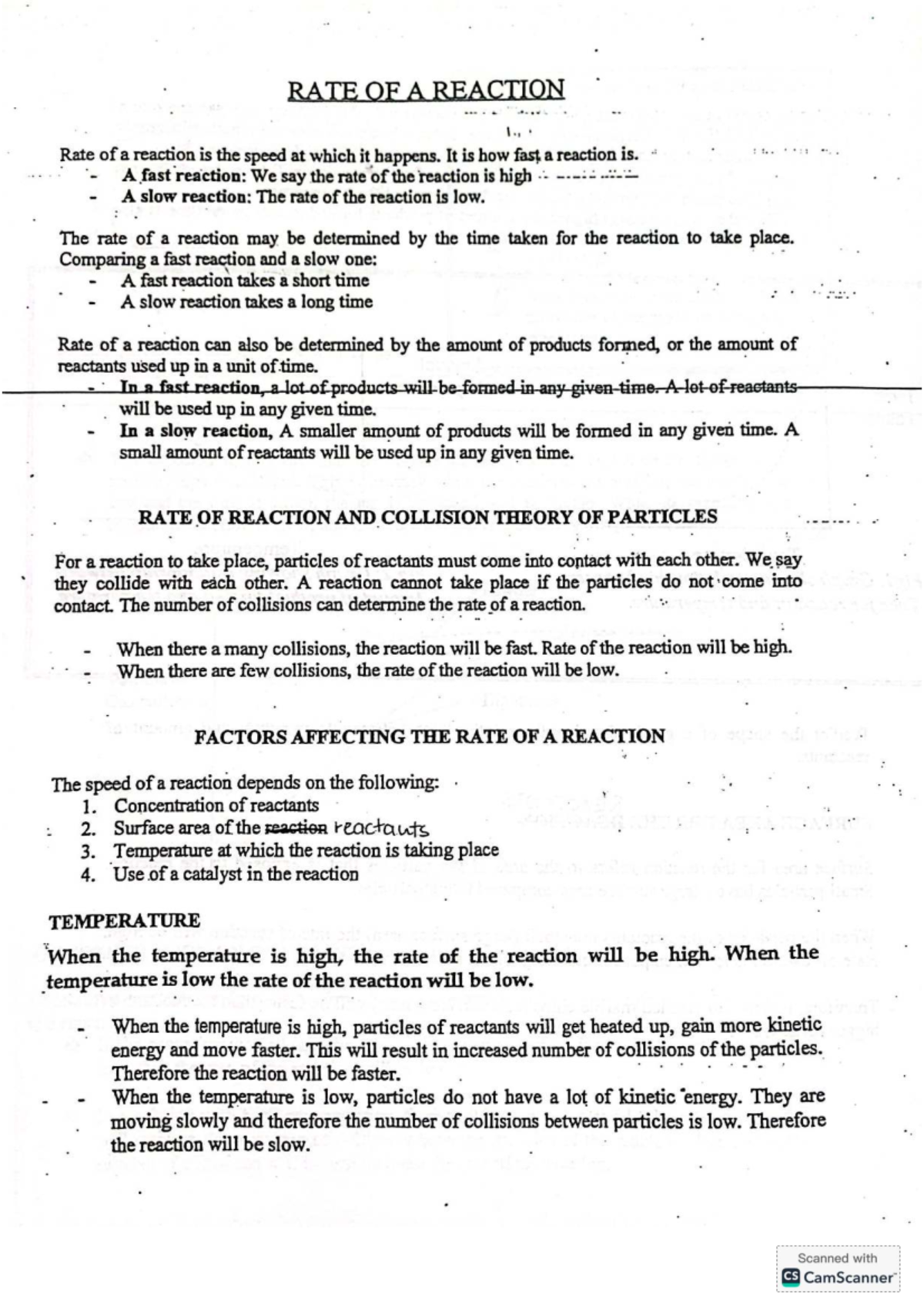 Rates of Reaction - OBE Notes on Factors and Collision Theory - Studocu