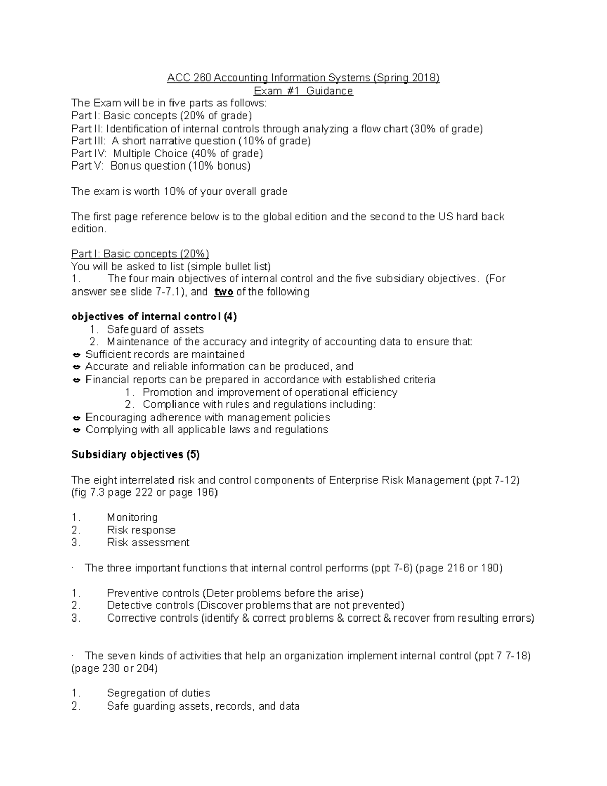 ACC 260 Accounting Information Systems Study Guide for final - ACC 260 ...