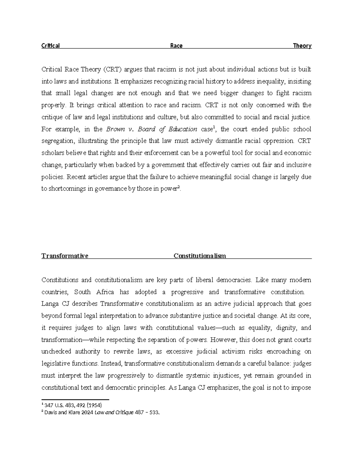 Critical Race Theory - Summary of Key Concepts in Business Law - Studocu