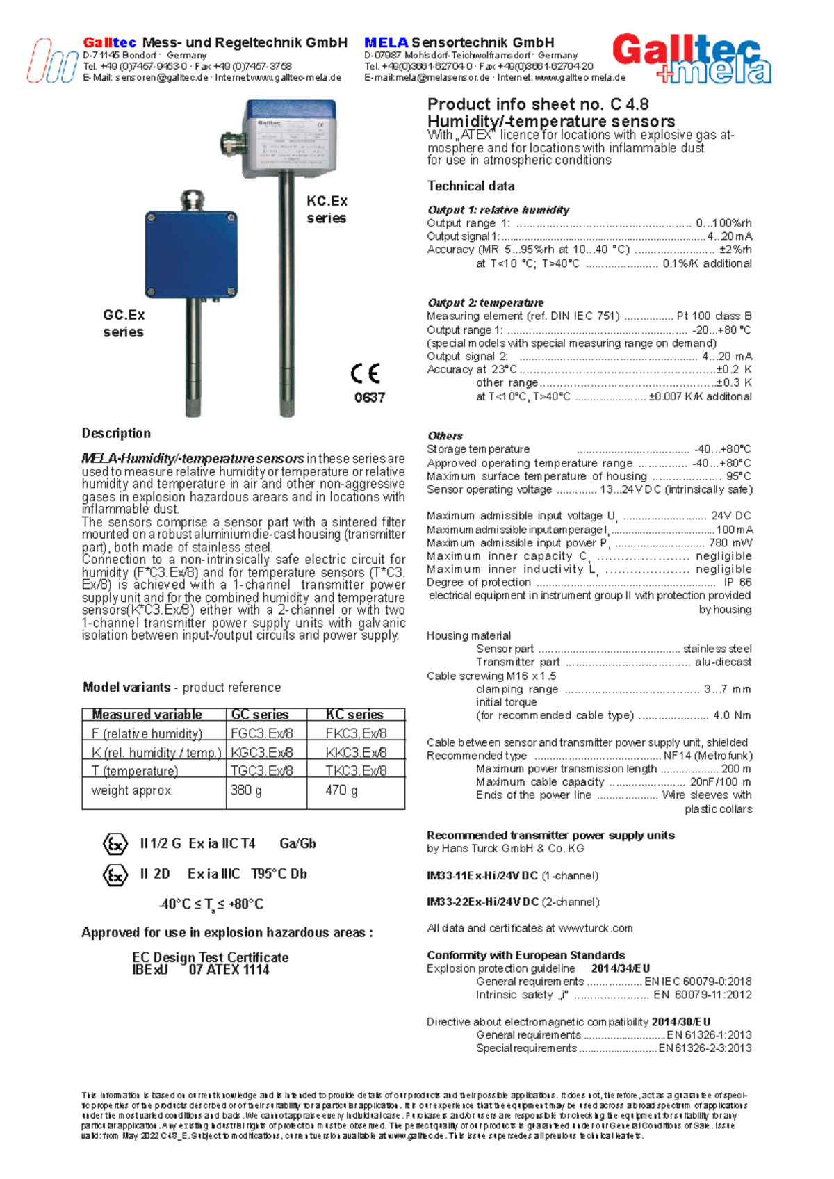 ATEX GC.Ex Series Sensors - Product Info Sheet C 4.8 - Studocu