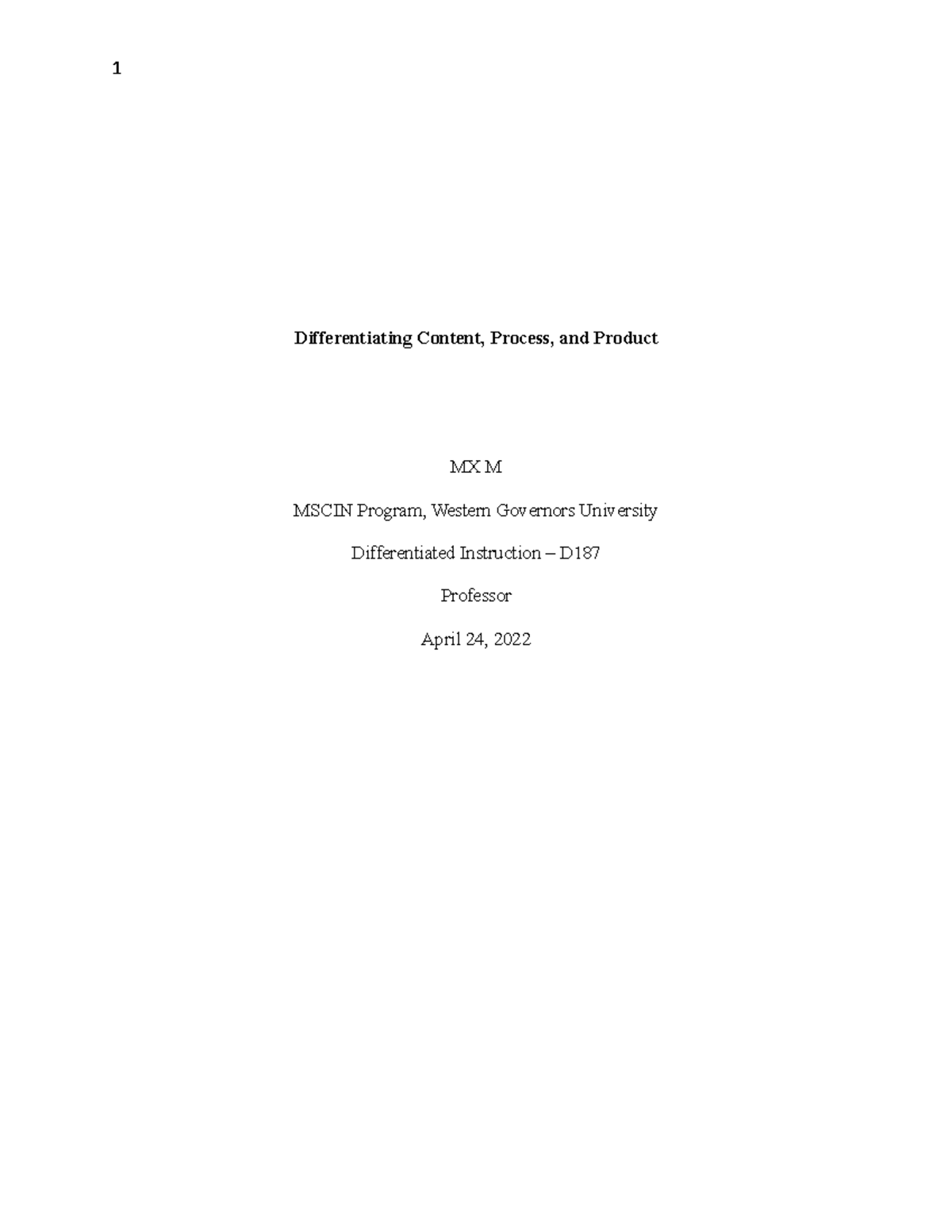 SD - Task 3: Differentiating Content, Process, and Product in Chemistry ...