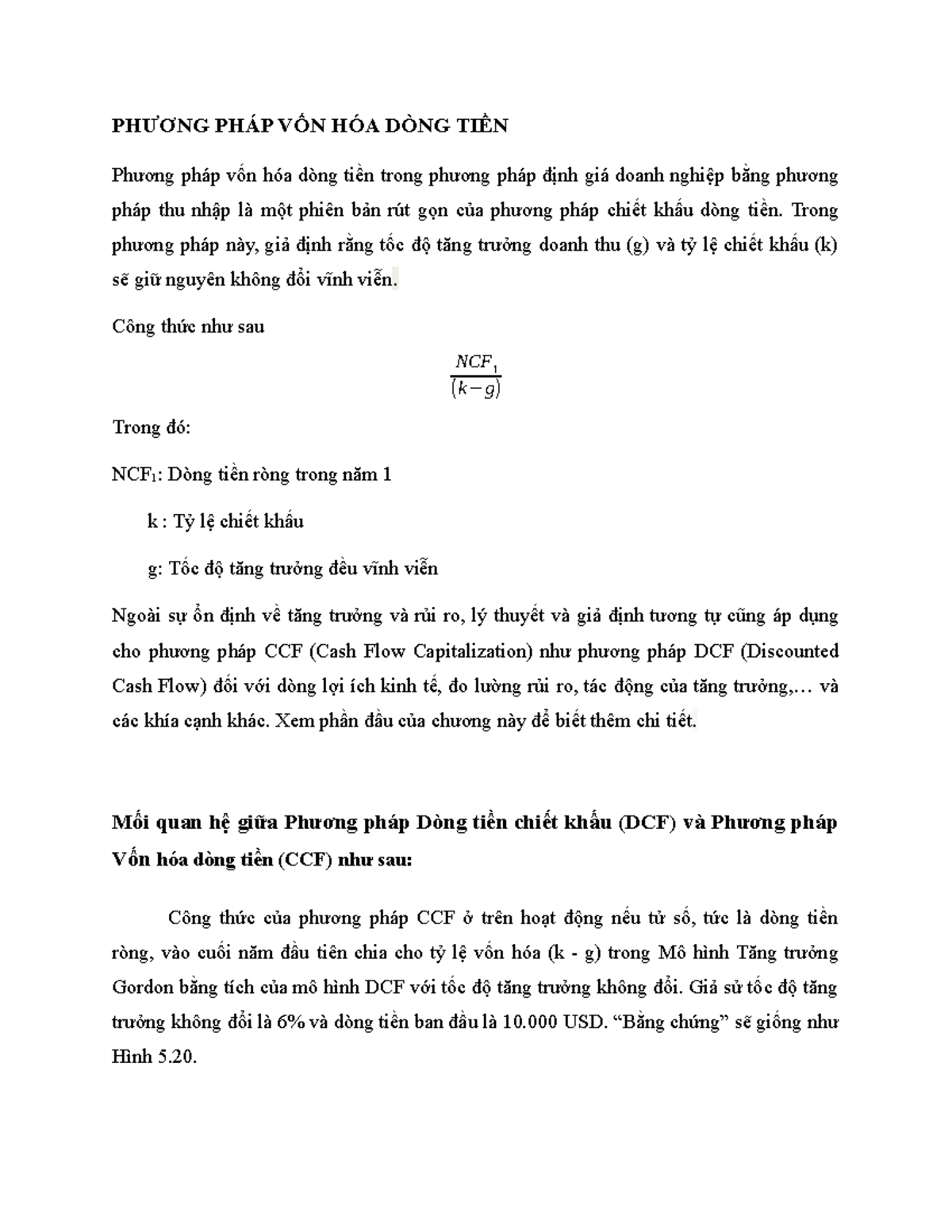 Phương Pháp Vốn Hóa Dòng Tiền và Dòng Tiền Thặng Dư (Ch 156-167) - Studocu