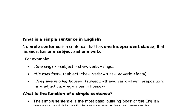 Simple Sentence - nothing - What is a simple sentence in English? A ...