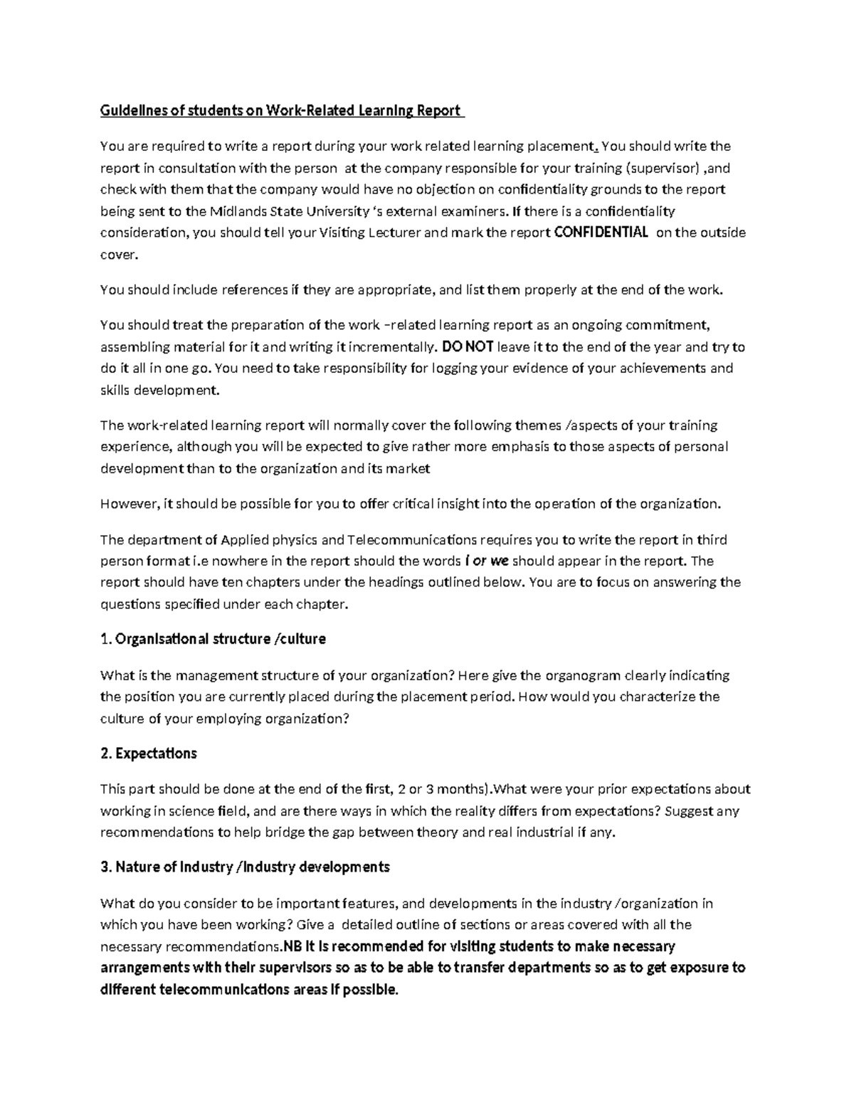 Guidelines for WRL Report Writing: A Student's Handbook - Studocu