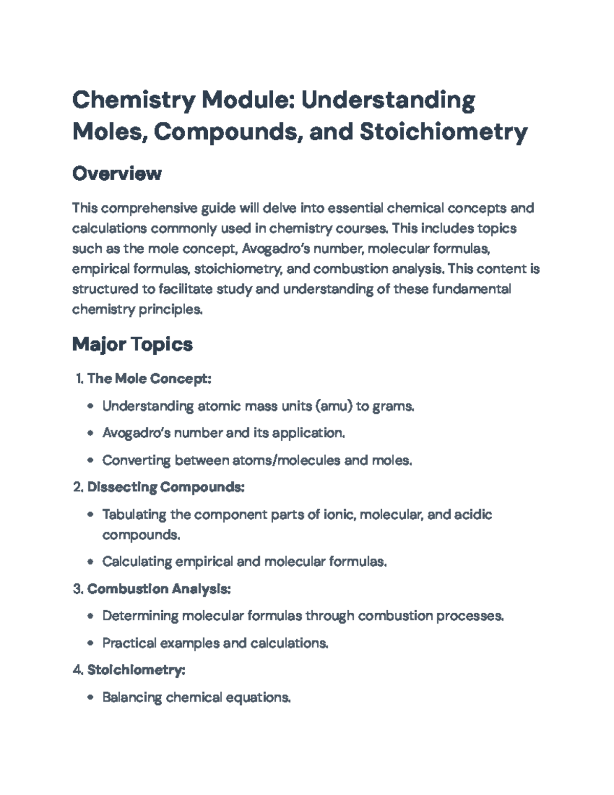 Chemistry 101: Comprehensive Guide to Moles, Compounds & Stoichiometry ...