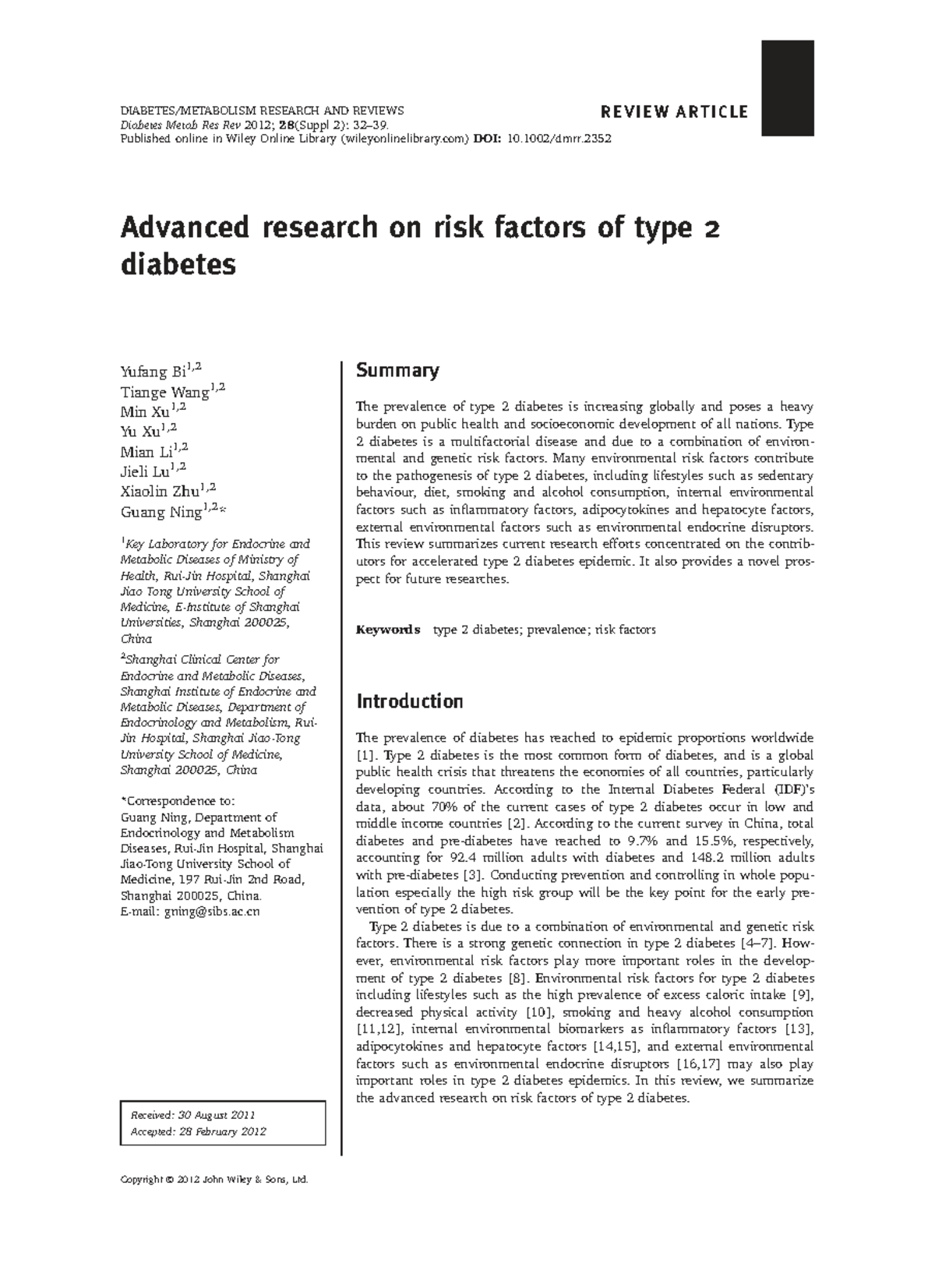 Advanced Research on Type 2 Diabetes Risk Factors: Insights and ...