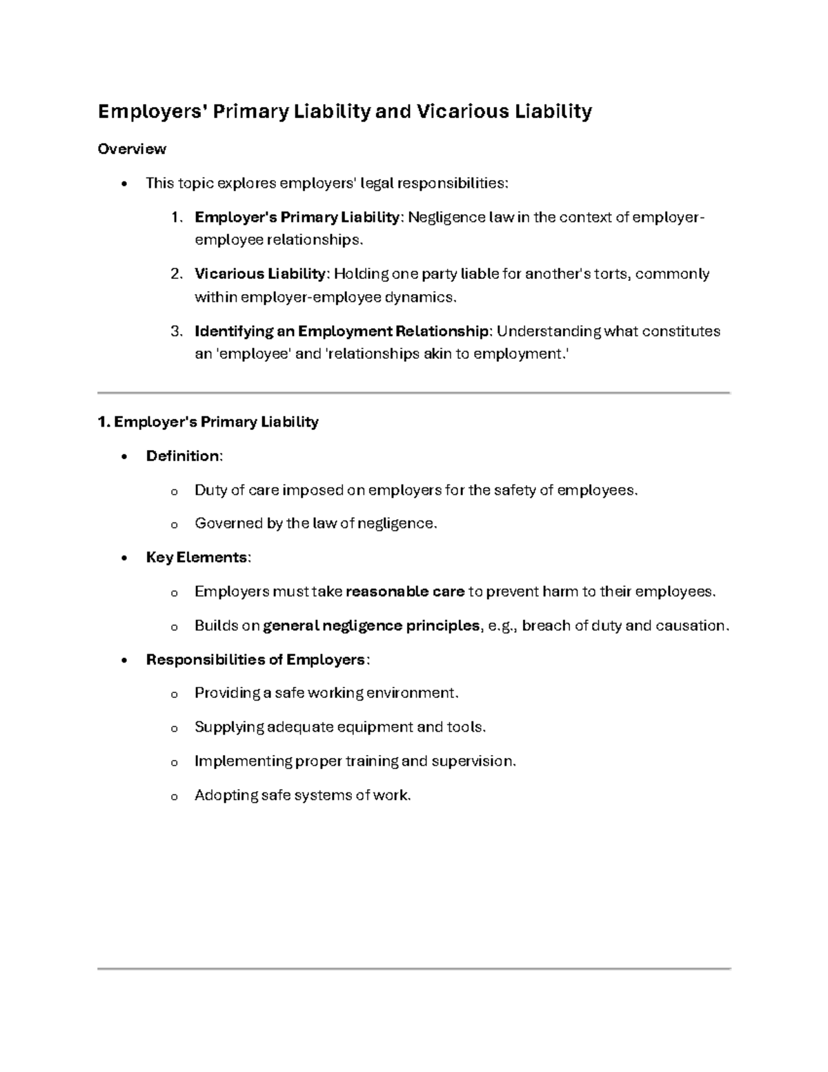 Tort UL - All Underlying Notes - Employers' Primary Liability and ...