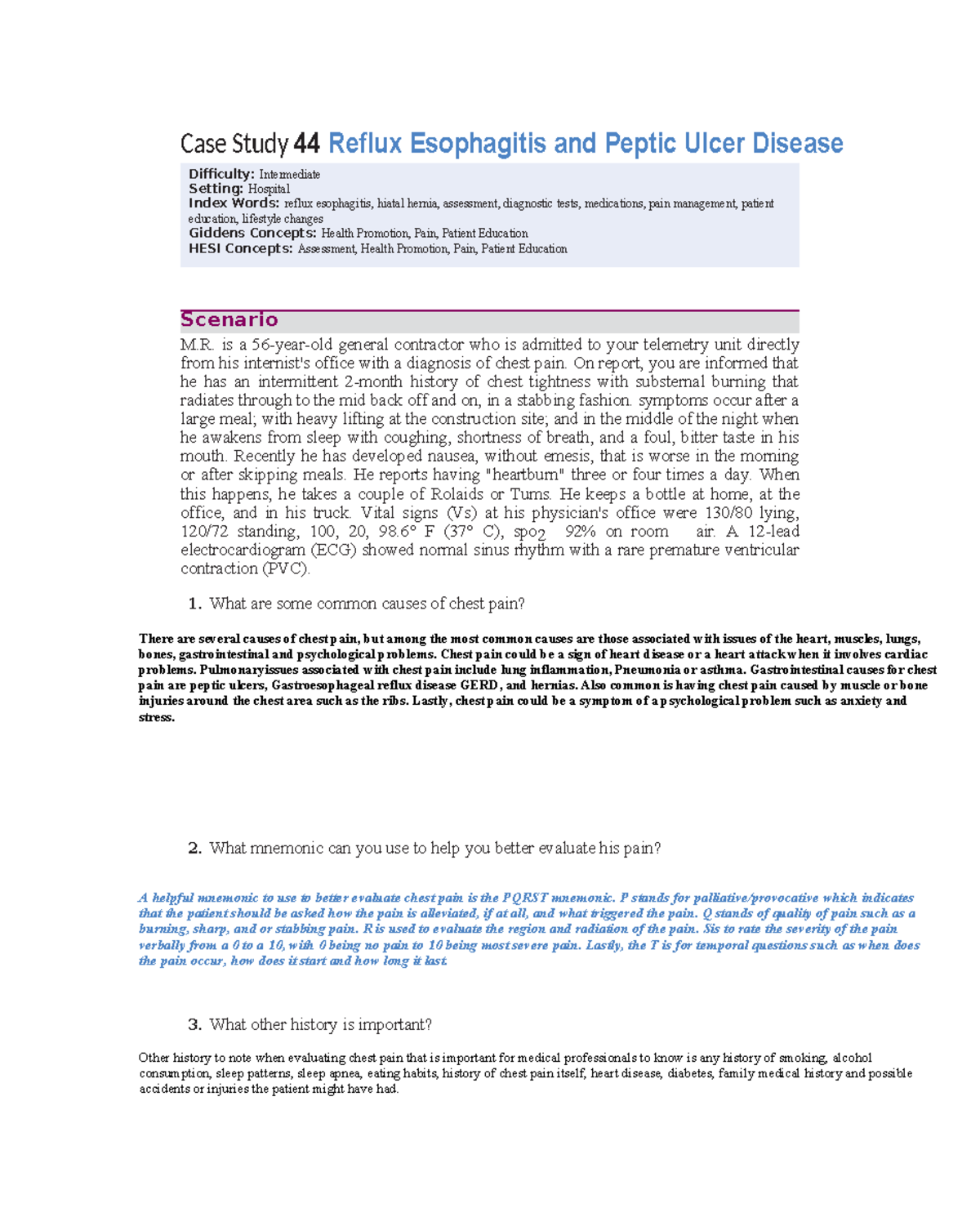 Case Study 44: Reflux Esophagitis & Peptic Ulcers – Analysis and ...