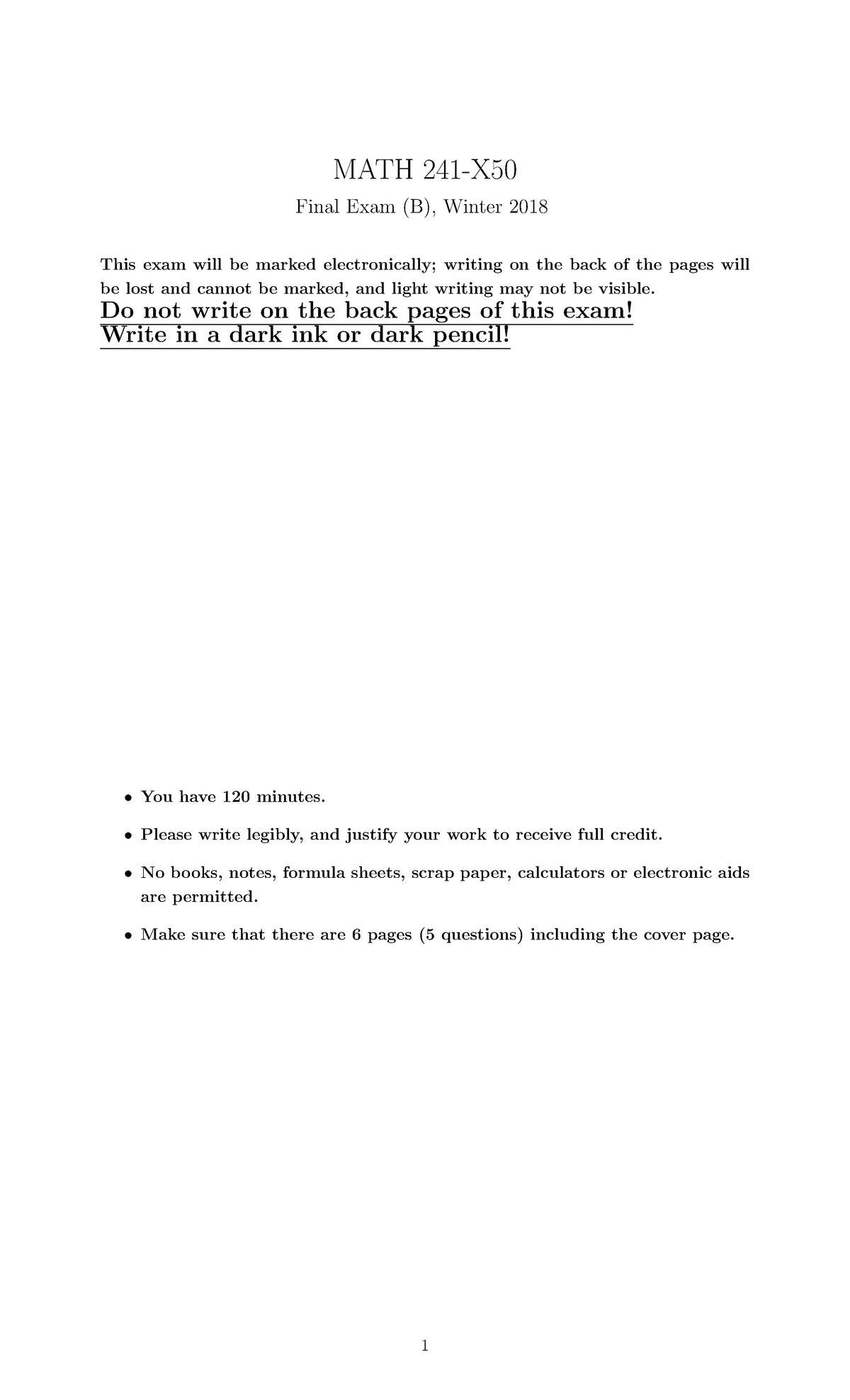 Final Exam 2 January Winter 2018, questions and answers - MATH 241-X50 ...