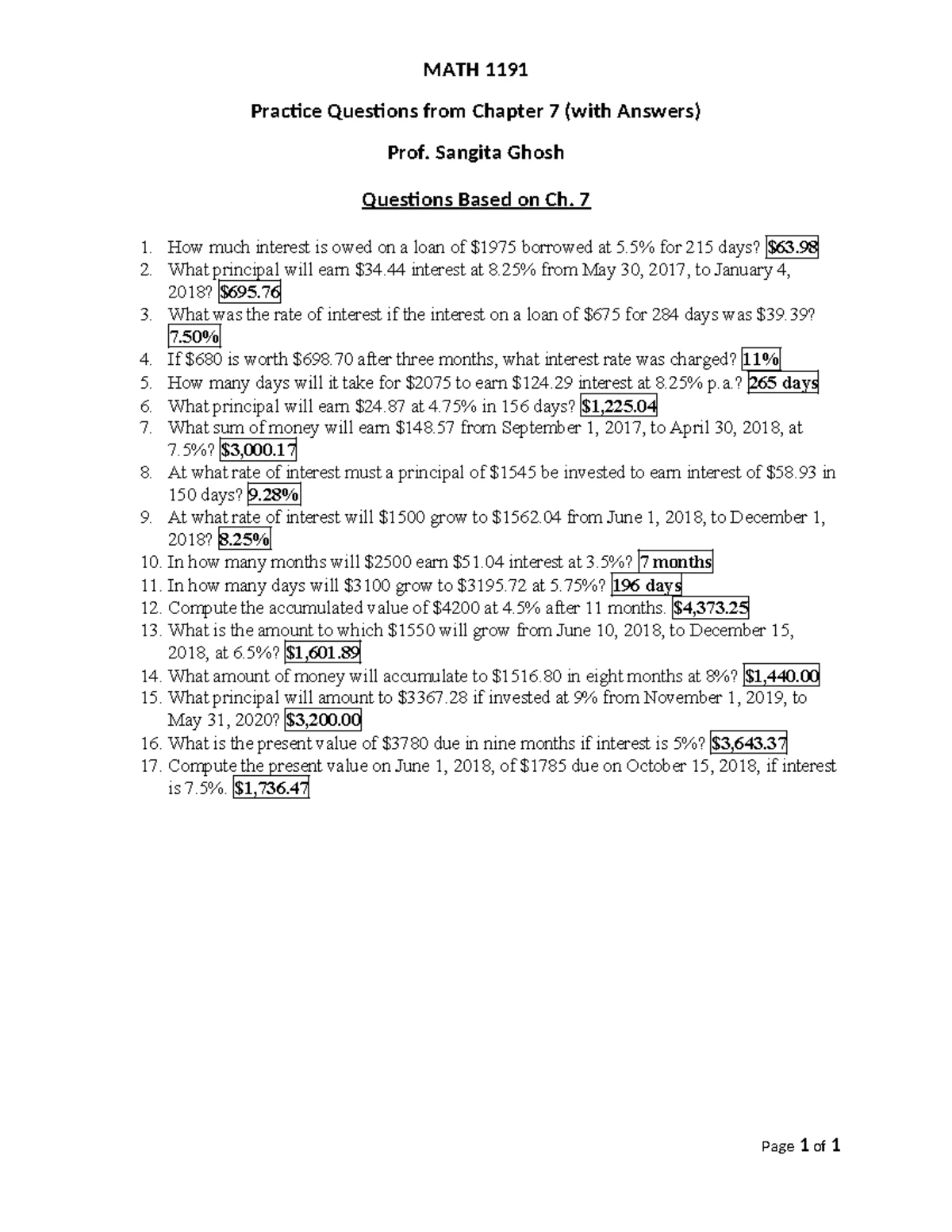 MATH 1008 Chapter 8 Practice Questions with Solutions - Studocu