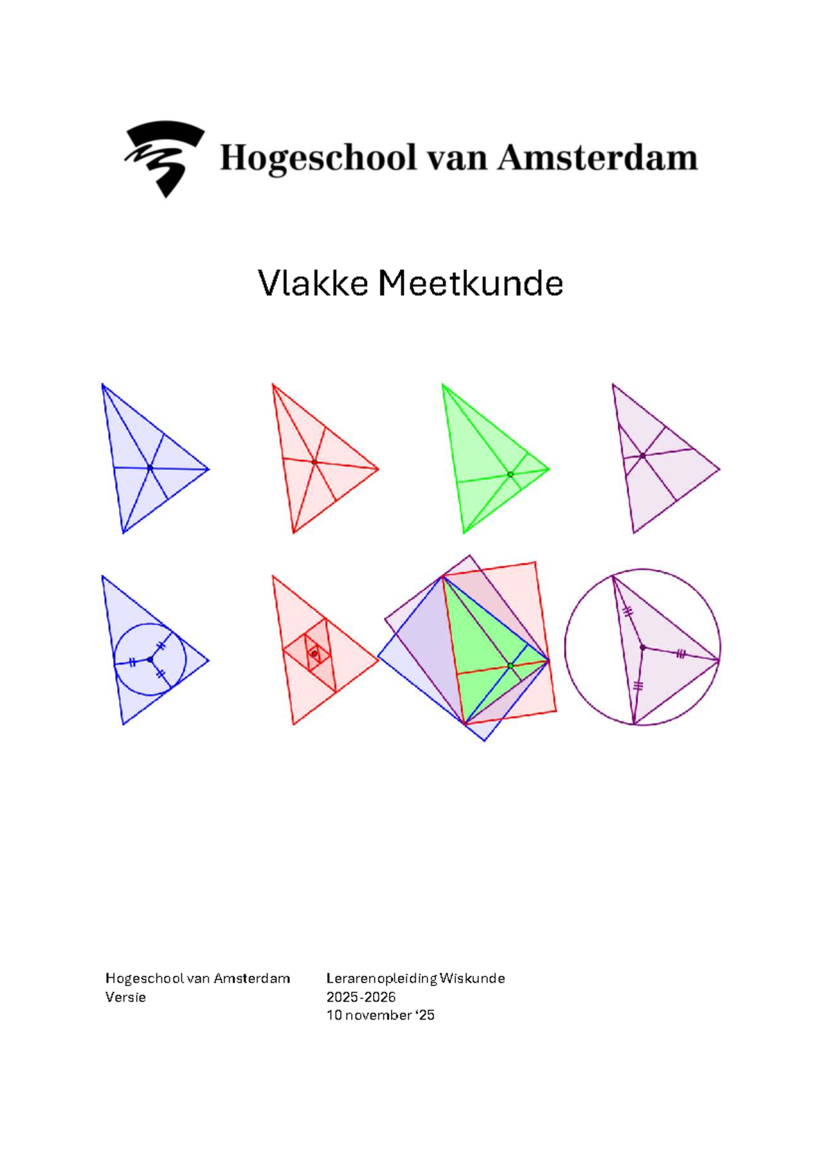 Vlakke Meetkunde: Hoofdstukken en Basisprincipes (Lerarenopleiding ...