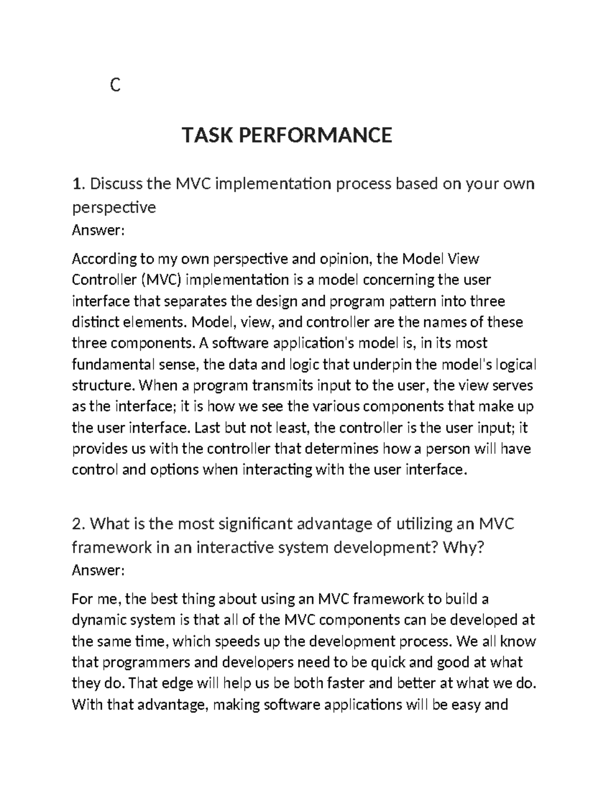 Human-Computer Interaction 07 Task Performance 1 - C TASK PERFORMANCE 1 ...