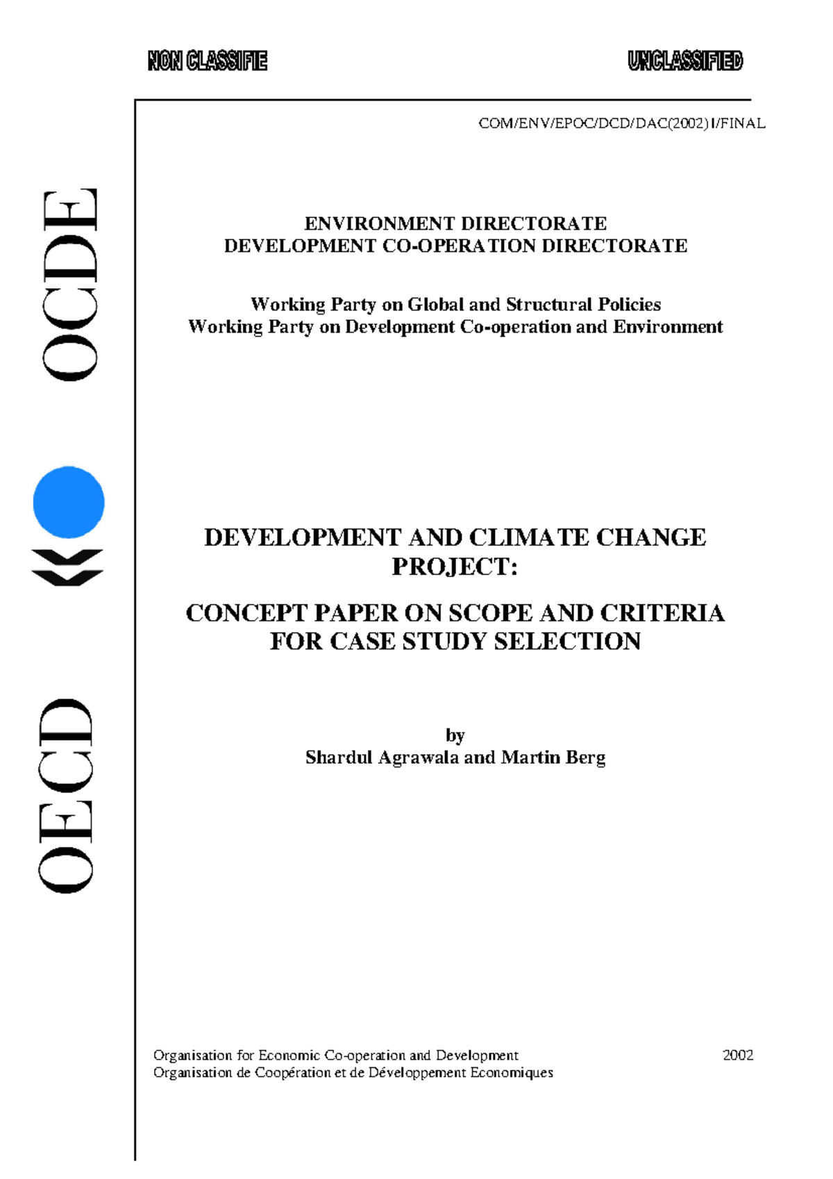 **OECD Project Concept Paper on Development and Climate Change** - Studocu
