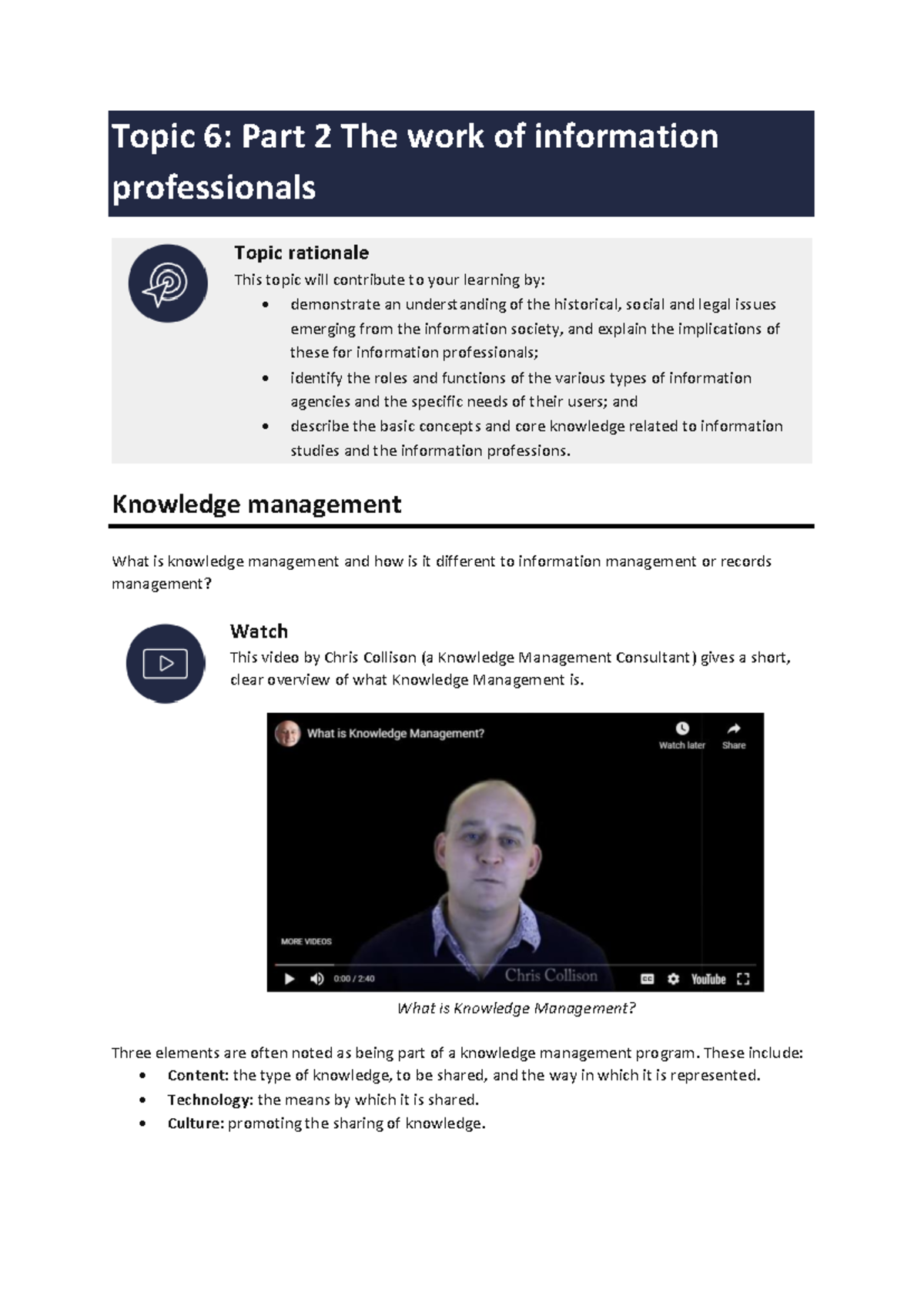 Module 6 - Part 2 - Weekly notes - Topic 6: Part 2 The work of ...